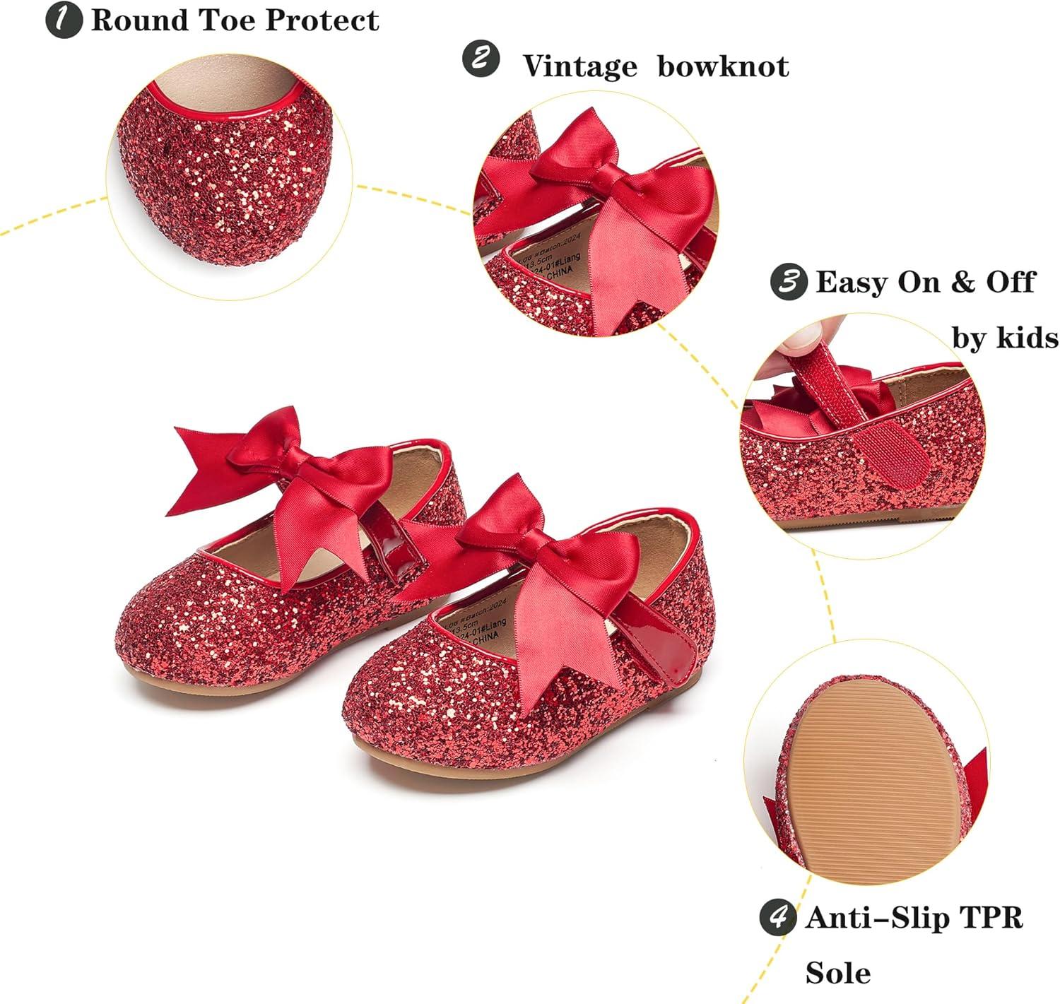 imageKiderence Toddler Girls Dress Shoes Little Kids Mary Janes Ballet Flats ToddlerCl06 Red