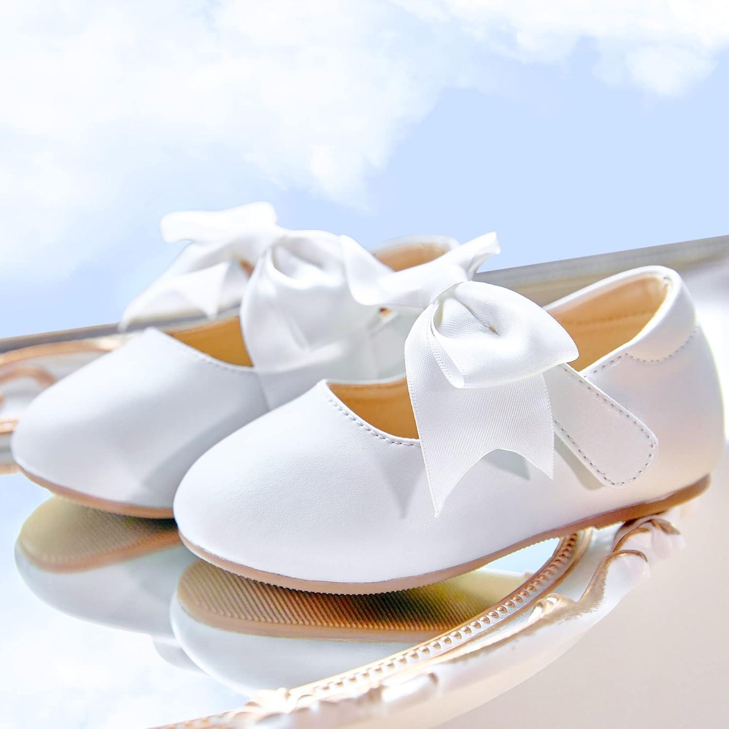 imageKiderence Toddler Girls Dress Shoes Little Kids Mary Janes Ballet Flats ToddlerCl06 White
