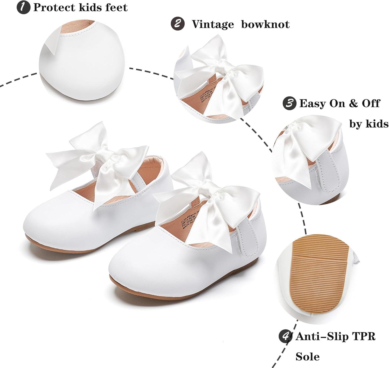 imageKiderence Toddler Girls Dress Shoes Little Kids Mary Janes Ballet Flats ToddlerCl06 White