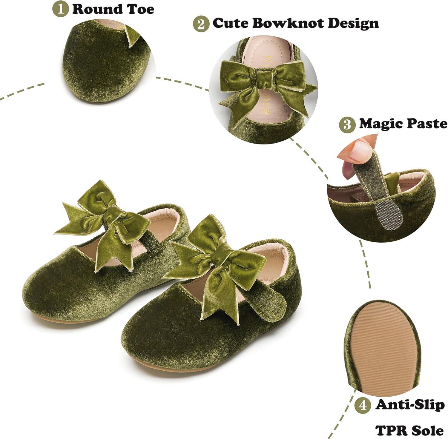imageKiderence Toddler Girls Dress Shoes Little Kids Mary Janes Ballet Flats ToddlerF609 Green
