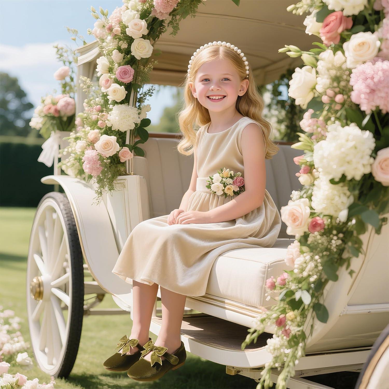 imageKiderence Toddler Girls Dress Shoes Little Kids Mary Janes Ballet Flats ToddlerF609 Green