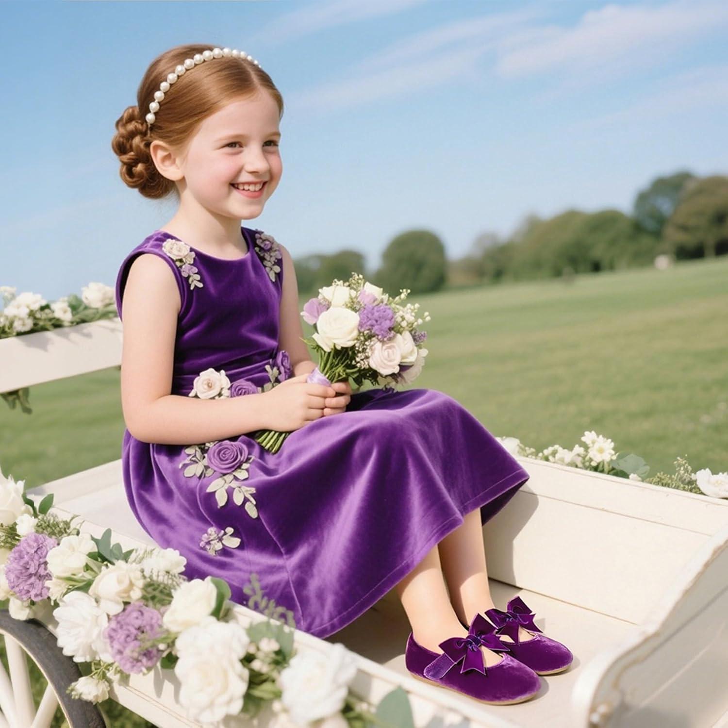 imageKiderence Toddler Girls Dress Shoes Little Kids Mary Janes Ballet Flats ToddlerF609 Purple