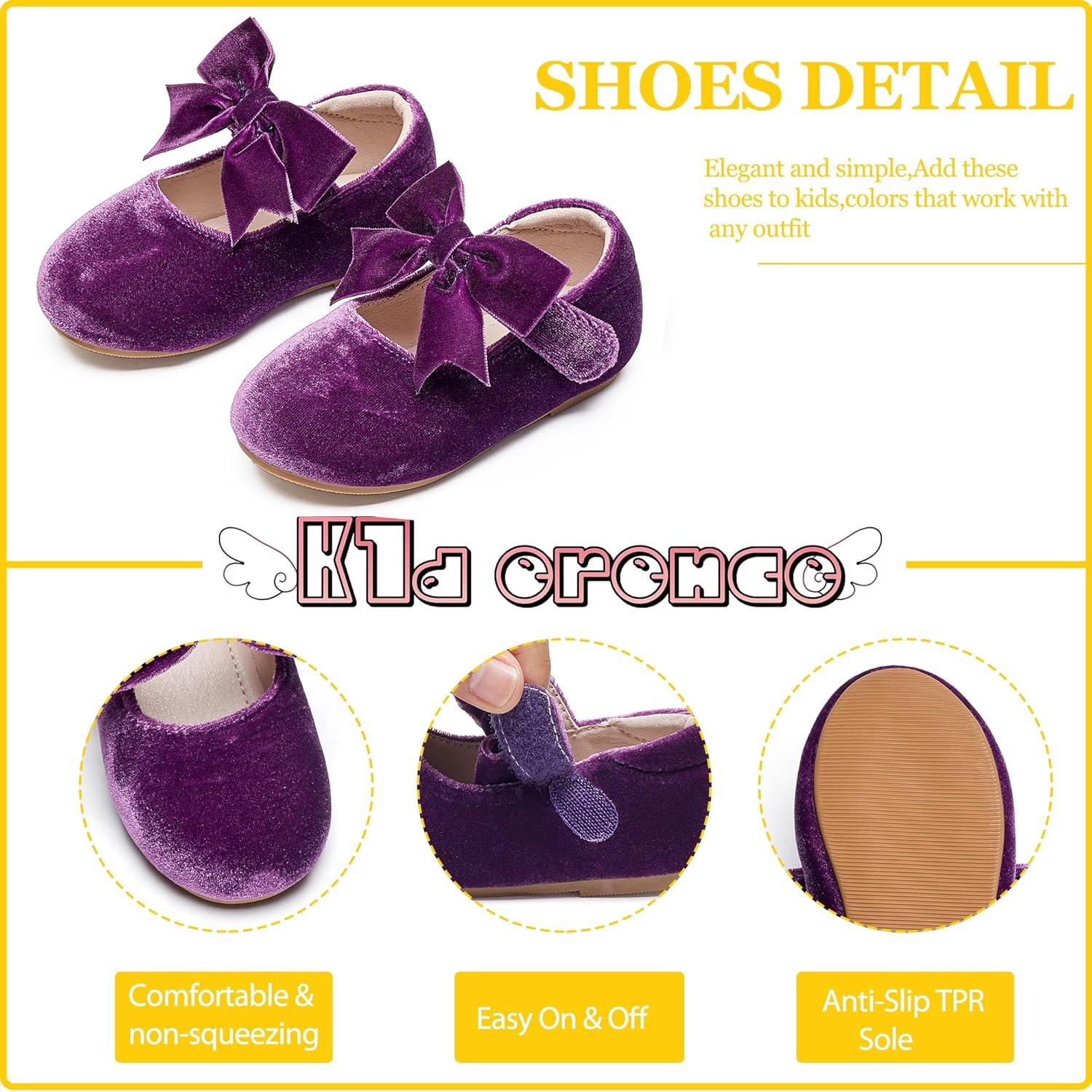 imageKiderence Toddler Girls Dress Shoes Little Kids Mary Janes Ballet Flats ToddlerF609 Purple