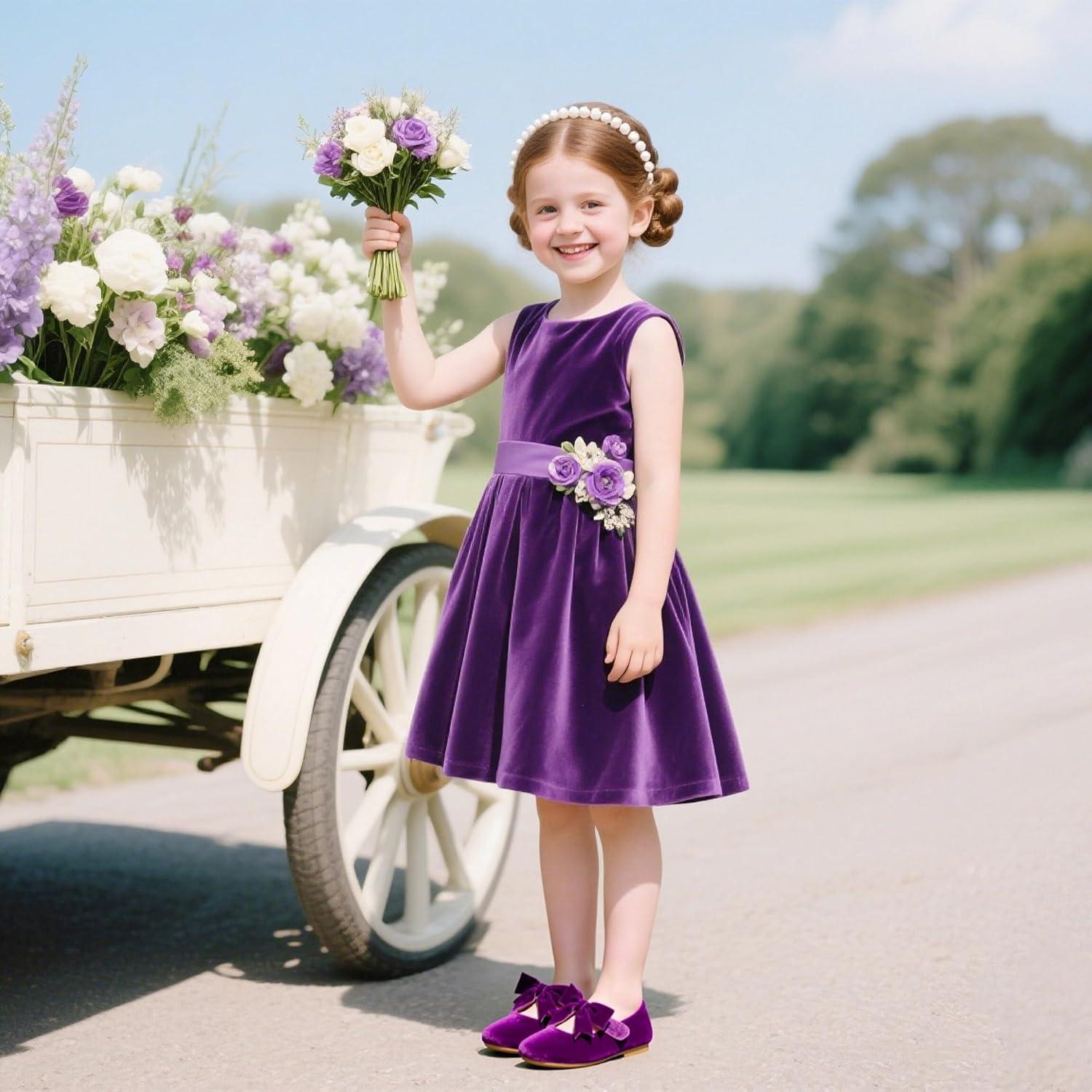 imageKiderence Toddler Girls Dress Shoes Little Kids Mary Janes Ballet Flats ToddlerF609 Purple