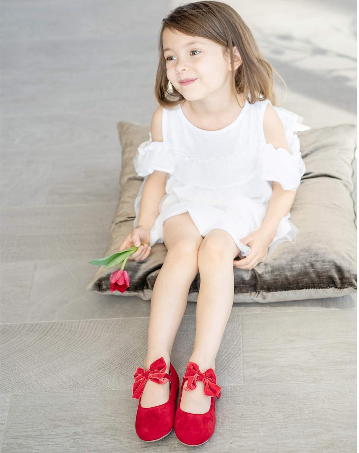 imageKiderence Toddler Girls Dress Shoes Little Kids Mary Janes Ballet Flats ToddlerF609 Red