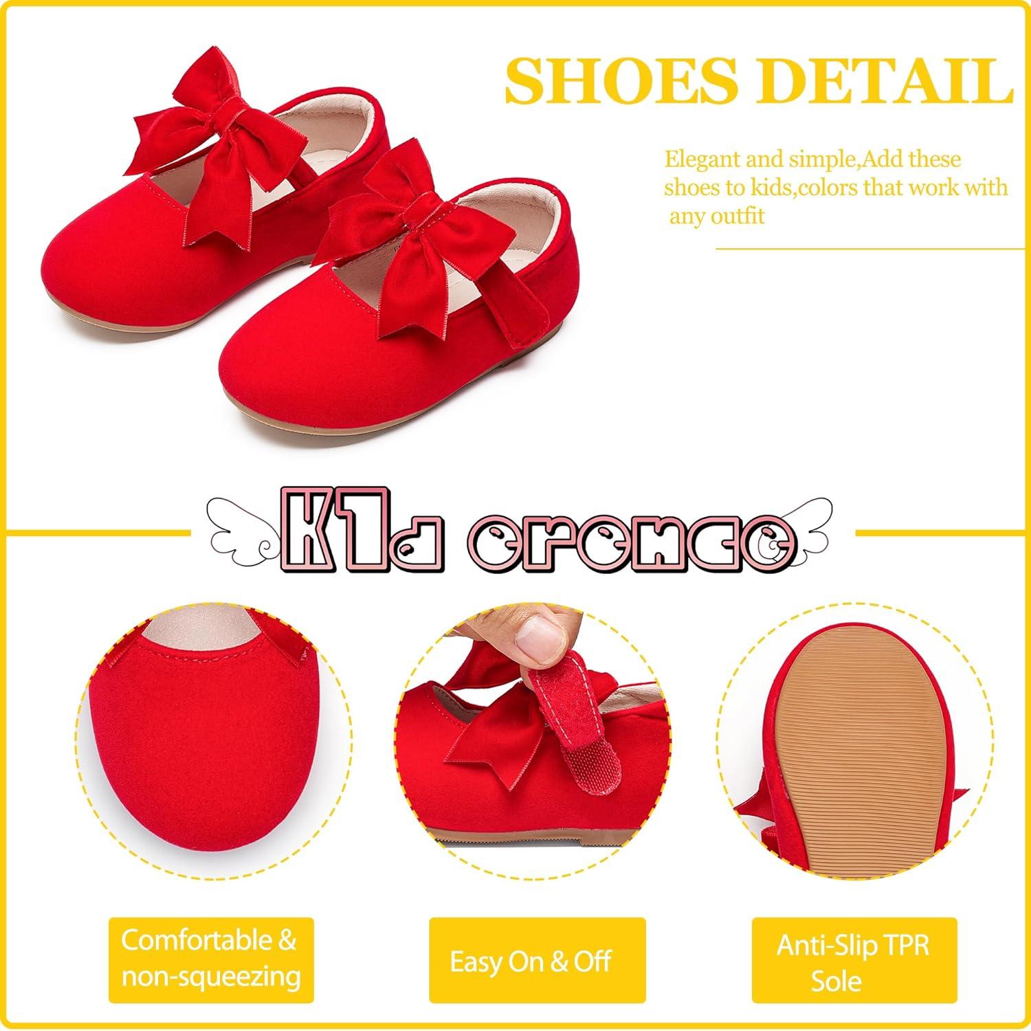 imageKiderence Toddler Girls Dress Shoes Little Kids Mary Janes Ballet Flats ToddlerF609 Red