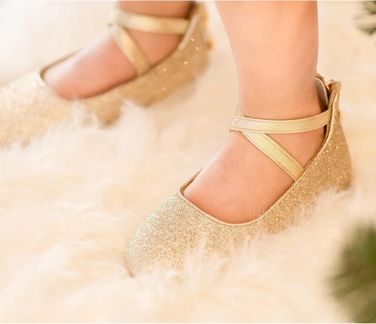 imageKiderence Toddler Girls Dress Shoes Little Kids Mary Janes Ballet Flats ToddlerF616 Gold