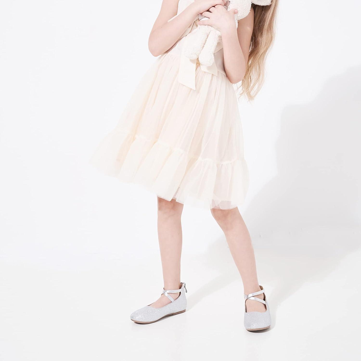 imageKiderence Toddler Girls Dress Shoes Little Kids Mary Janes Ballet Flats ToddlerF616 Silver