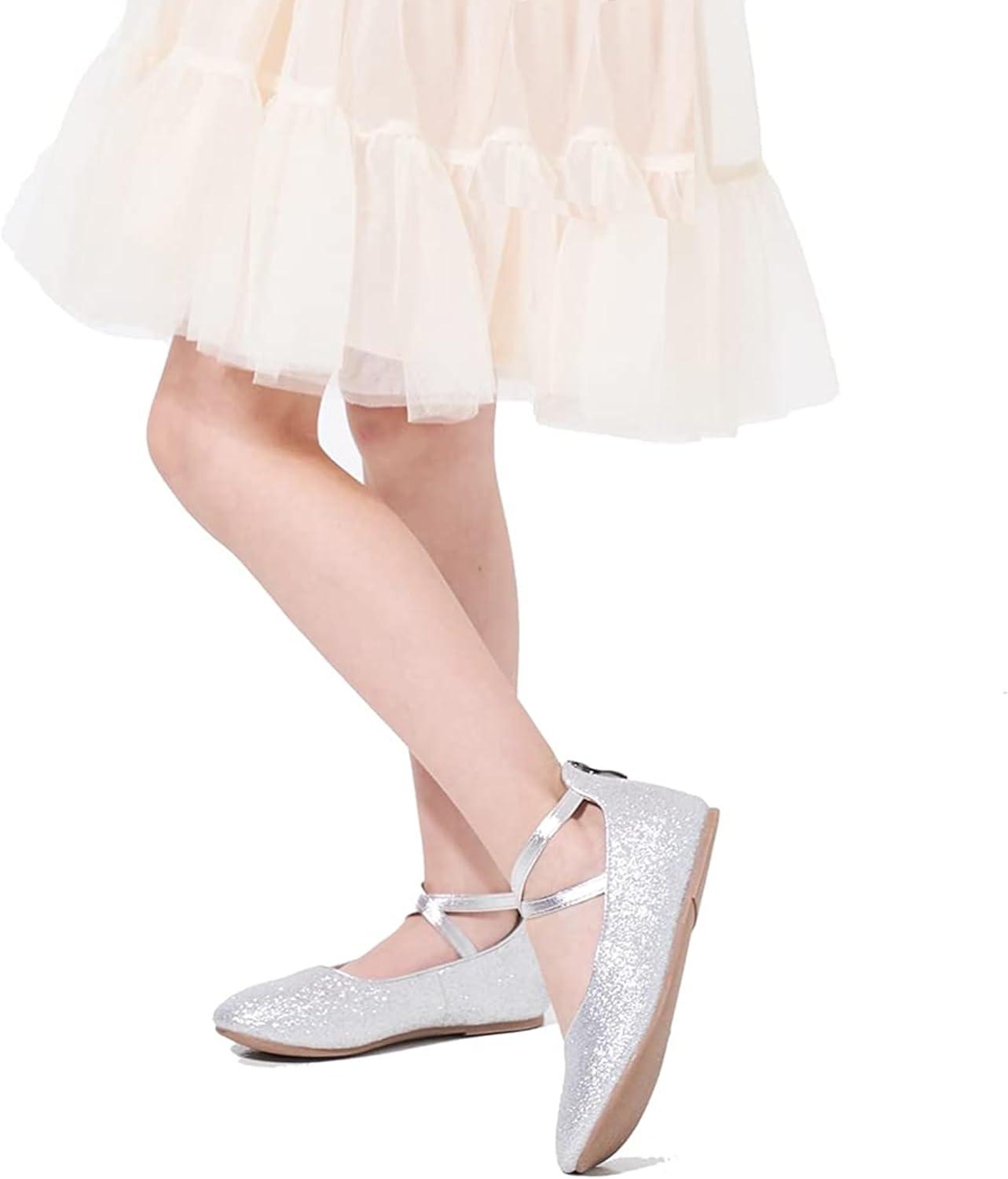 imageKiderence Toddler Girls Dress Shoes Little Kids Mary Janes Ballet Flats ToddlerF616 Silver