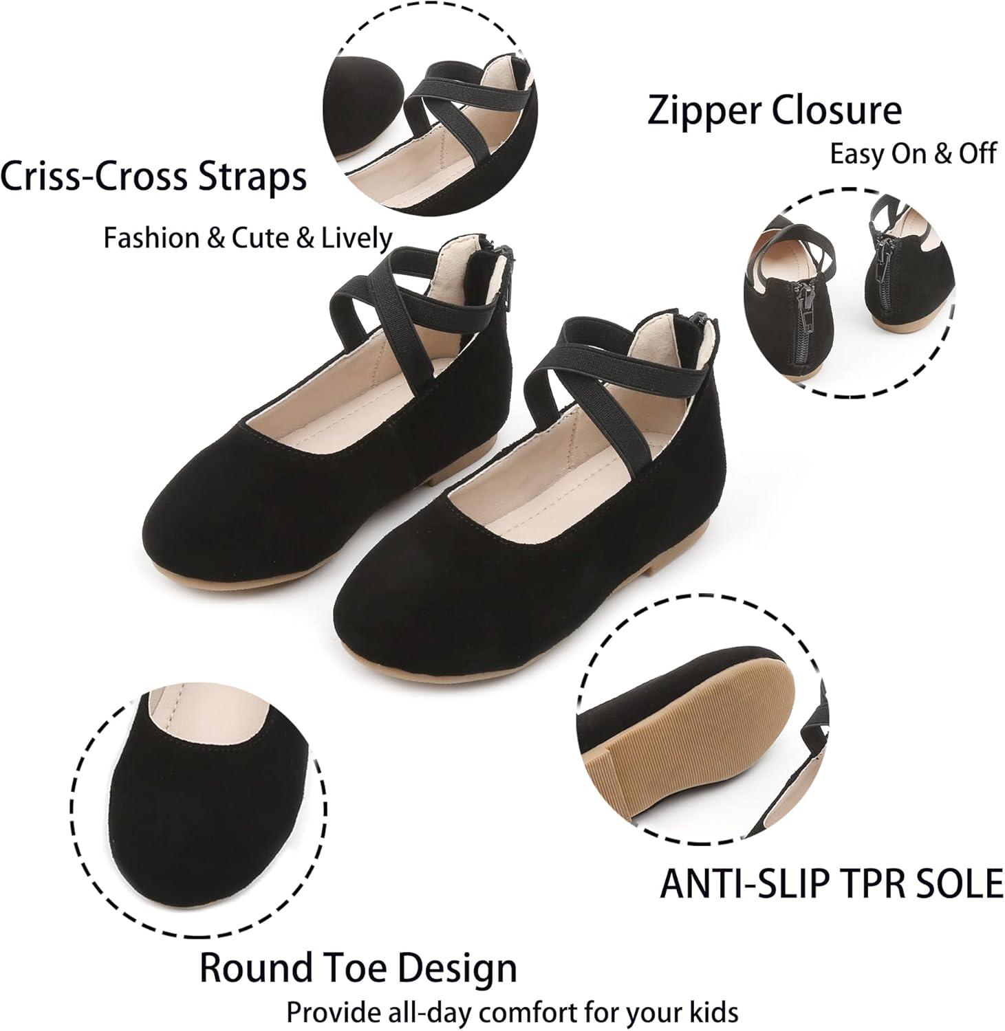 imageKiderence Toddler Girls Dress Shoes Little Kids Mary Janes Ballet Flats ToddlerF617 Black