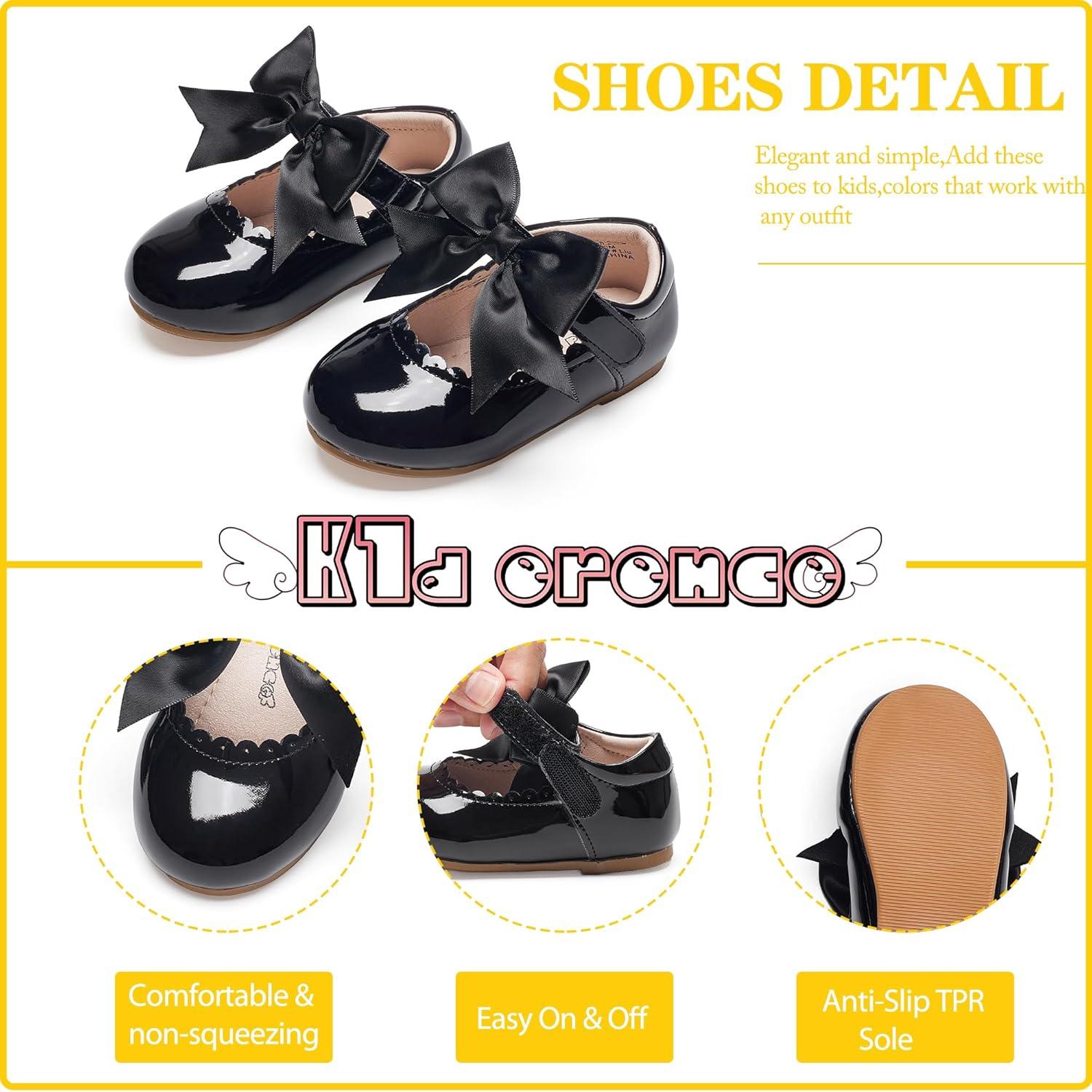 imageKiderence Toddler Girls Dress Shoes Little Kids Mary Janes Ballet Flats ToddlerFg04 Black