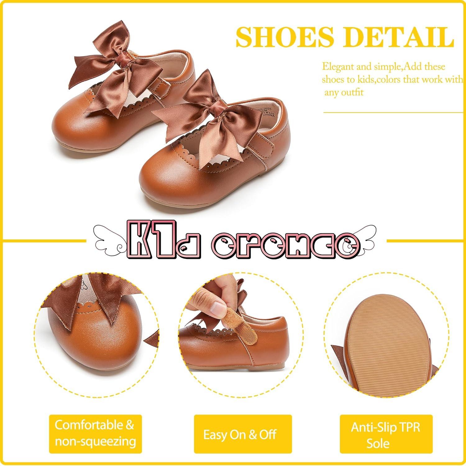 imageKiderence Toddler Girls Dress Shoes Little Kids Mary Janes Ballet Flats ToddlerFg04 Brown