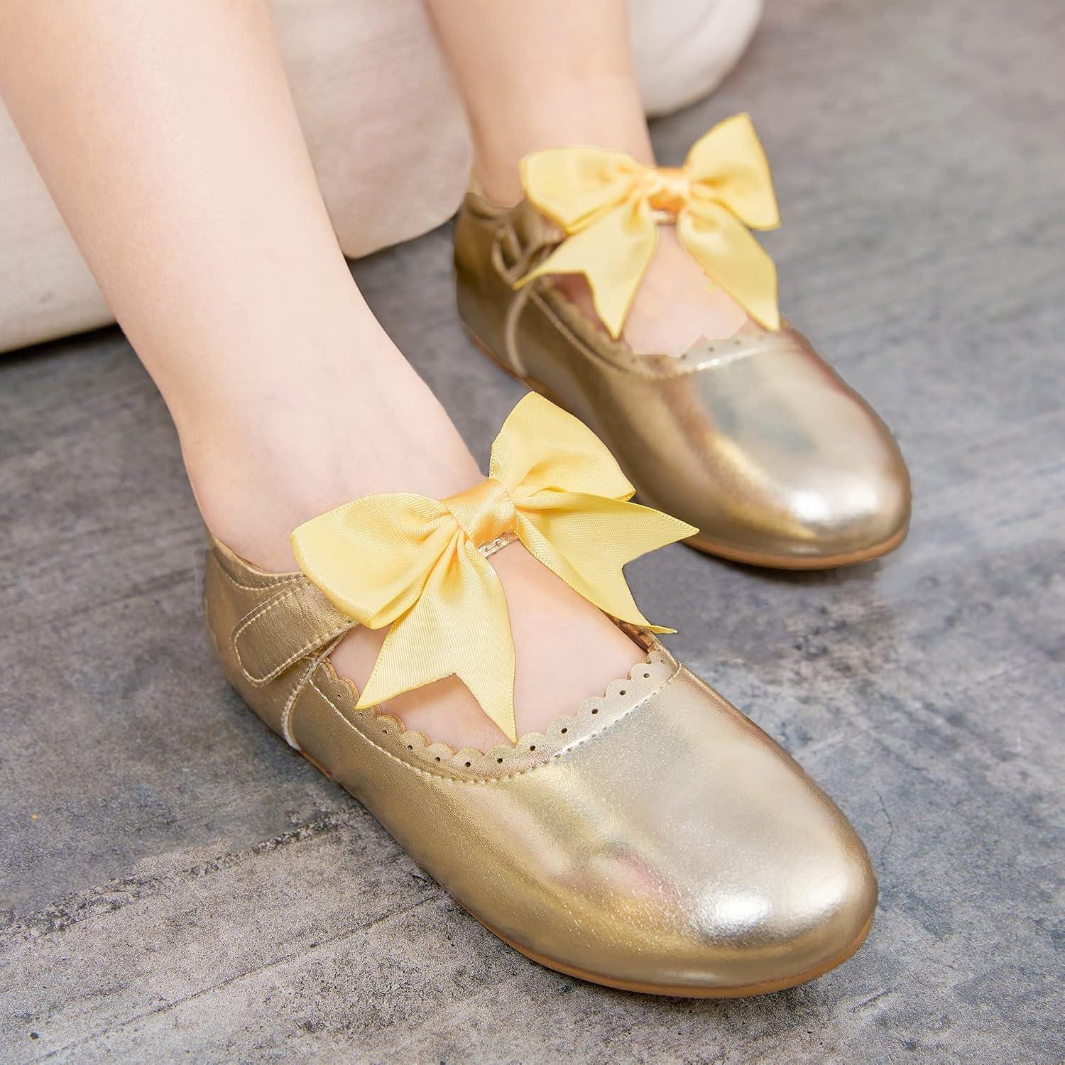 imageKiderence Toddler Girls Dress Shoes Little Kids Mary Janes Ballet Flats ToddlerFg04 Gold