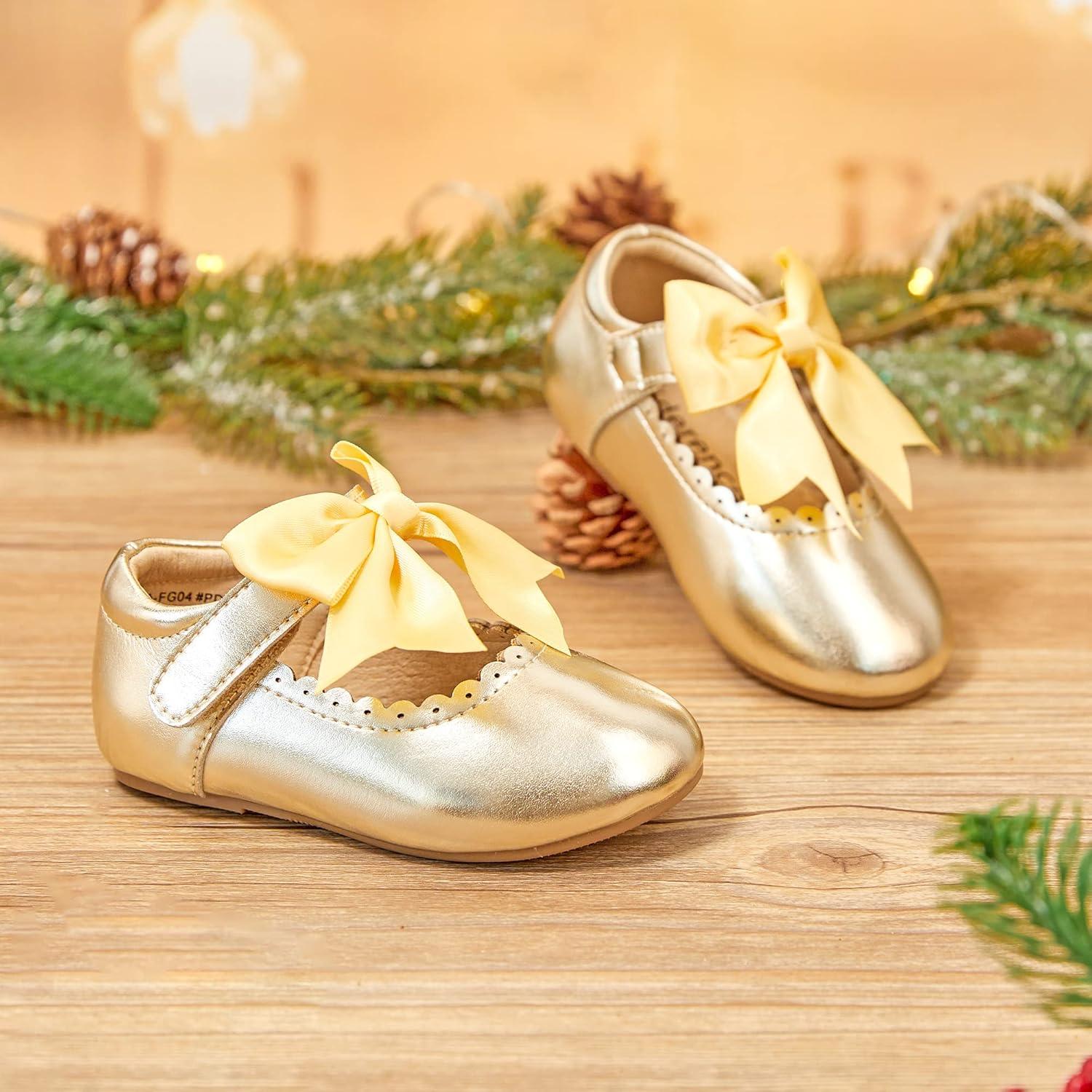 imageKiderence Toddler Girls Dress Shoes Little Kids Mary Janes Ballet Flats ToddlerFg04 Gold