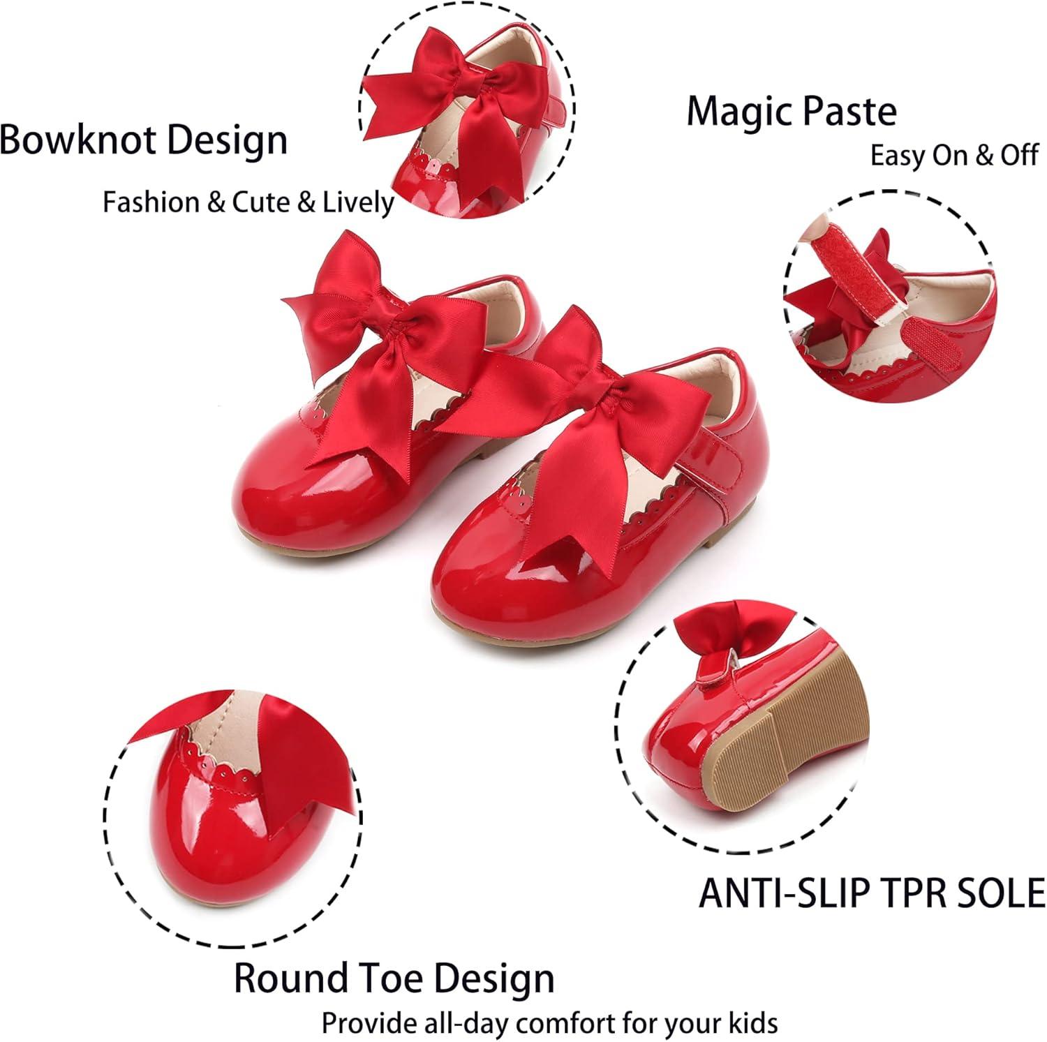 imageKiderence Toddler Girls Dress Shoes Little Kids Mary Janes Ballet Flats ToddlerFg04 Red