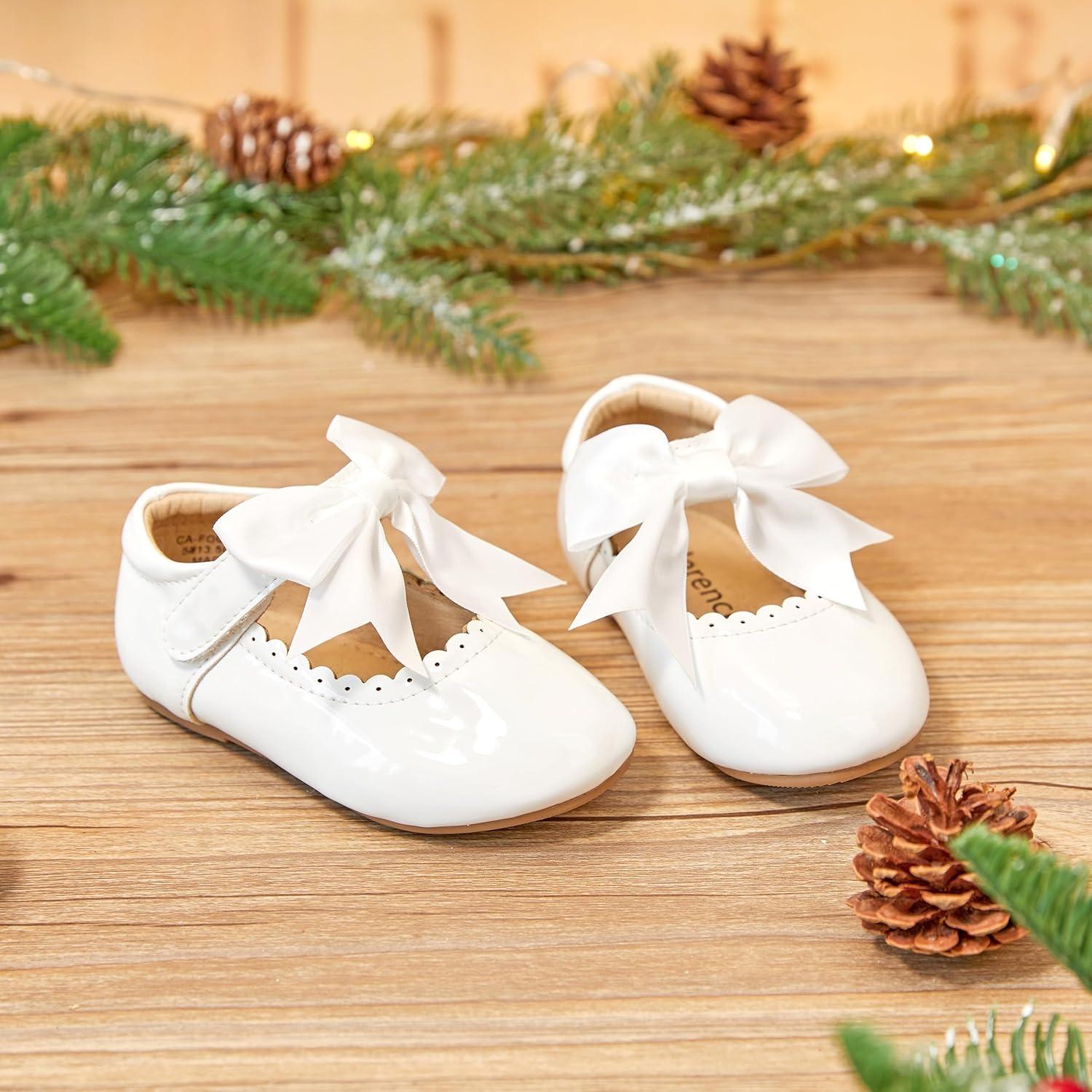 imageKiderence Toddler Girls Dress Shoes Little Kids Mary Janes Ballet Flats ToddlerFg04 White