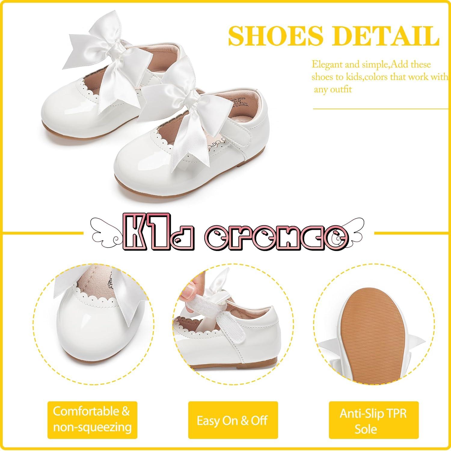 imageKiderence Toddler Girls Dress Shoes Little Kids Mary Janes Ballet Flats ToddlerFg04 White