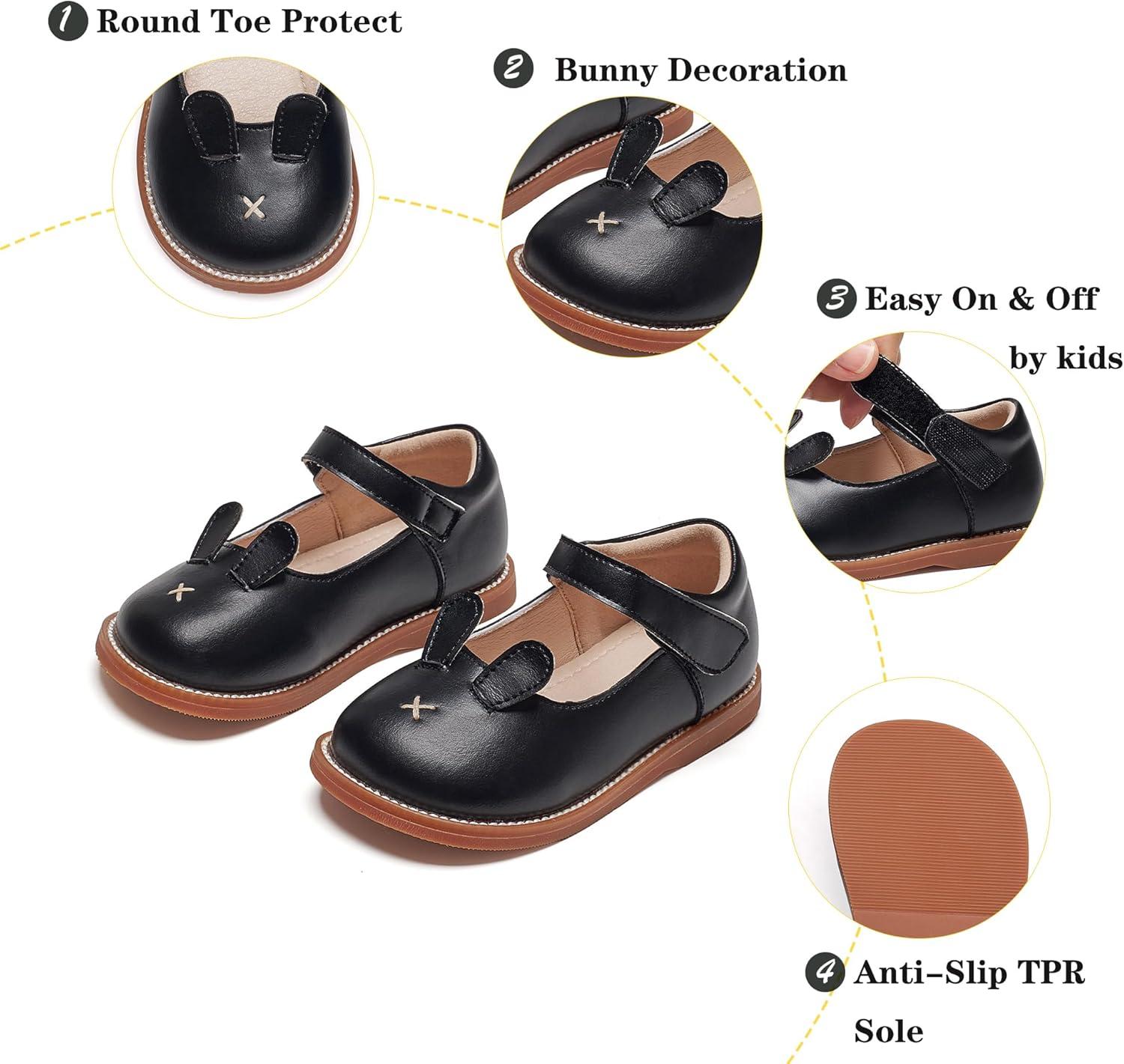 imageKiderence Toddler Girls Mary Jane Dress Shoes Little Girls School Oxford FlatsC H01 Black