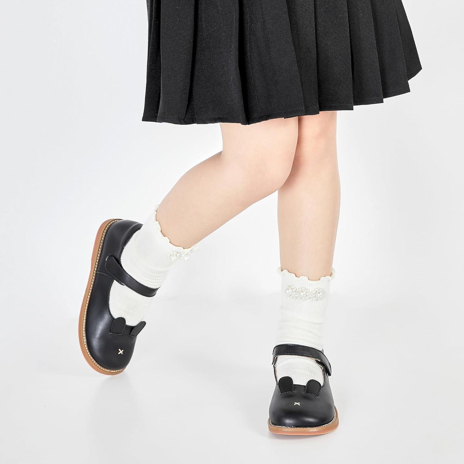 imageKiderence Toddler Girls Mary Jane Dress Shoes Little Girls School Oxford FlatsC H01 Black