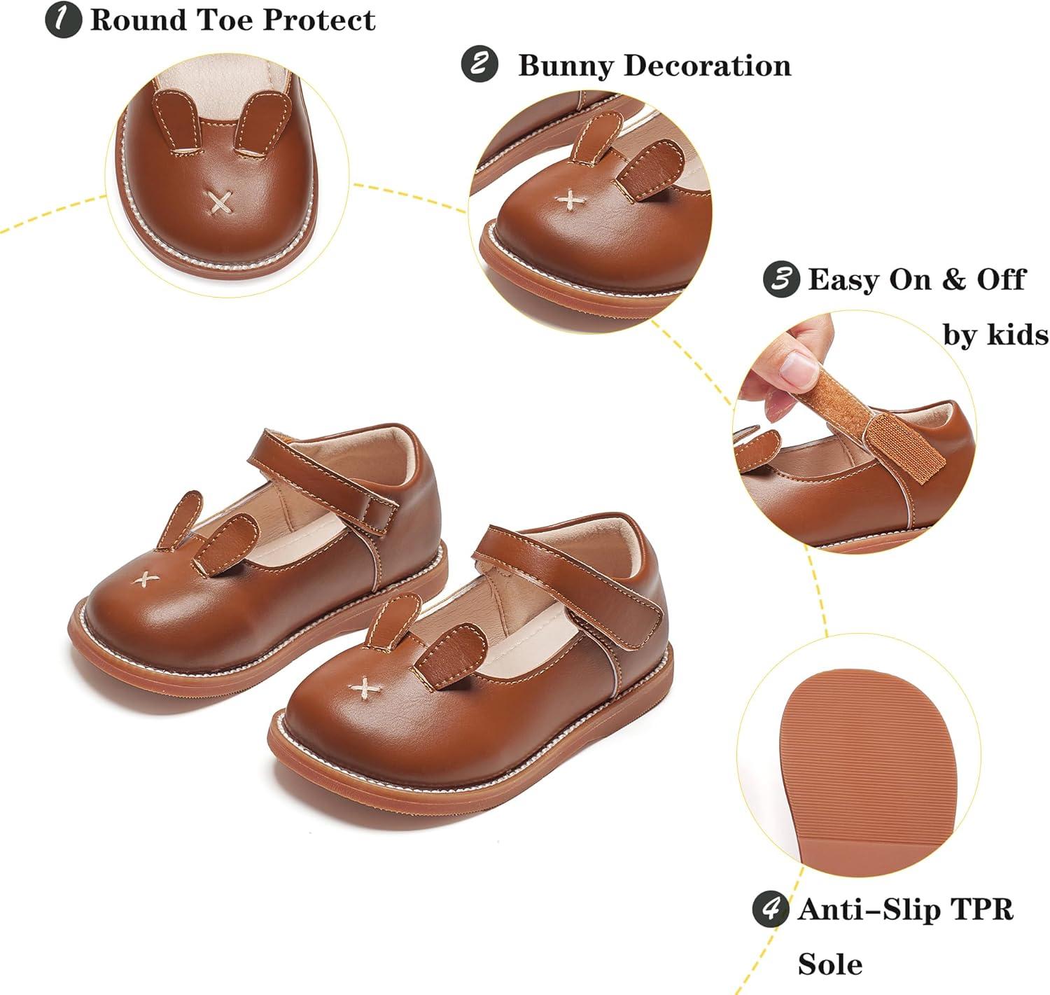 imageKiderence Toddler Girls Mary Jane Dress Shoes Little Girls School Oxford FlatsC H01 Brown