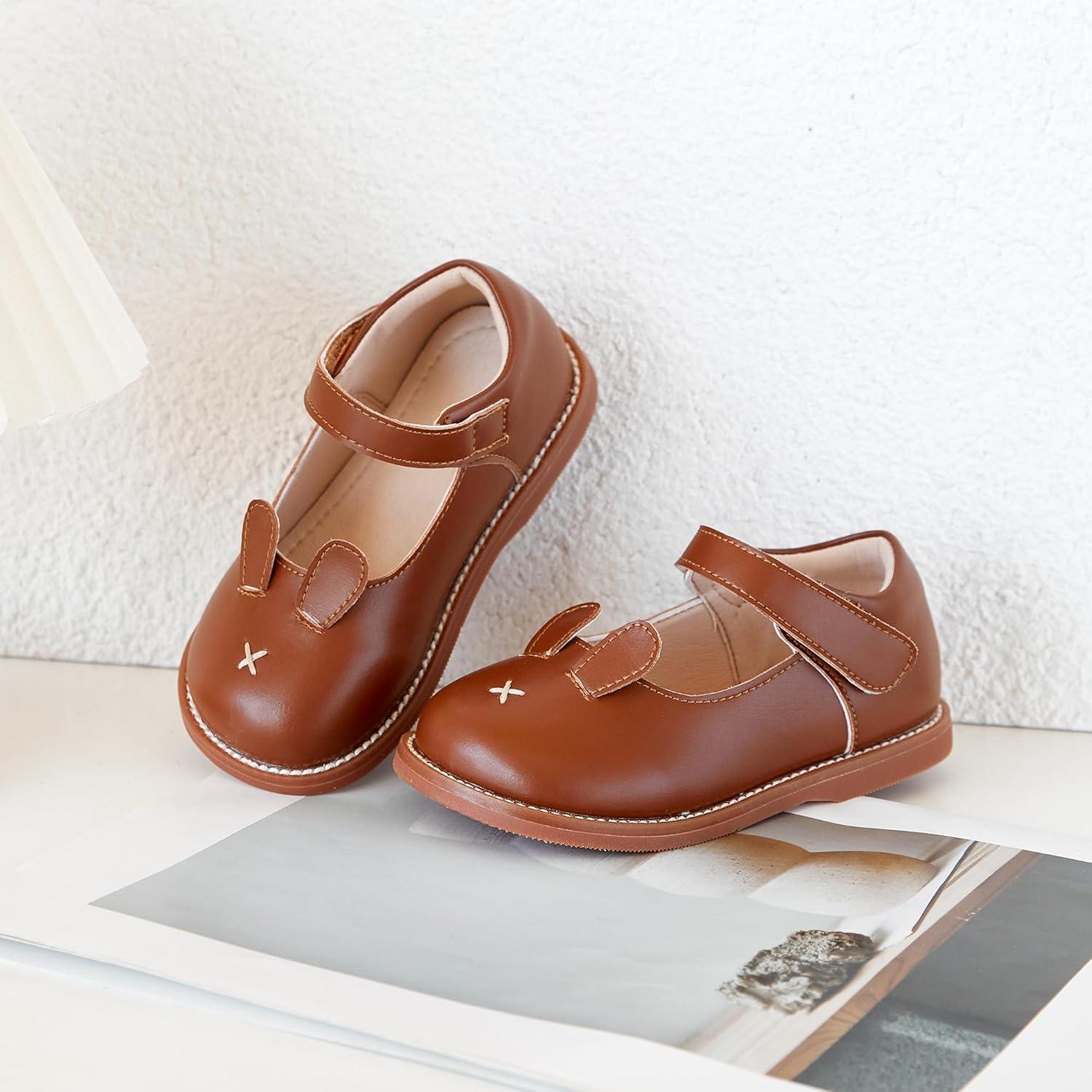 imageKiderence Toddler Girls Mary Jane Dress Shoes Little Girls School Oxford FlatsC H01 Brown