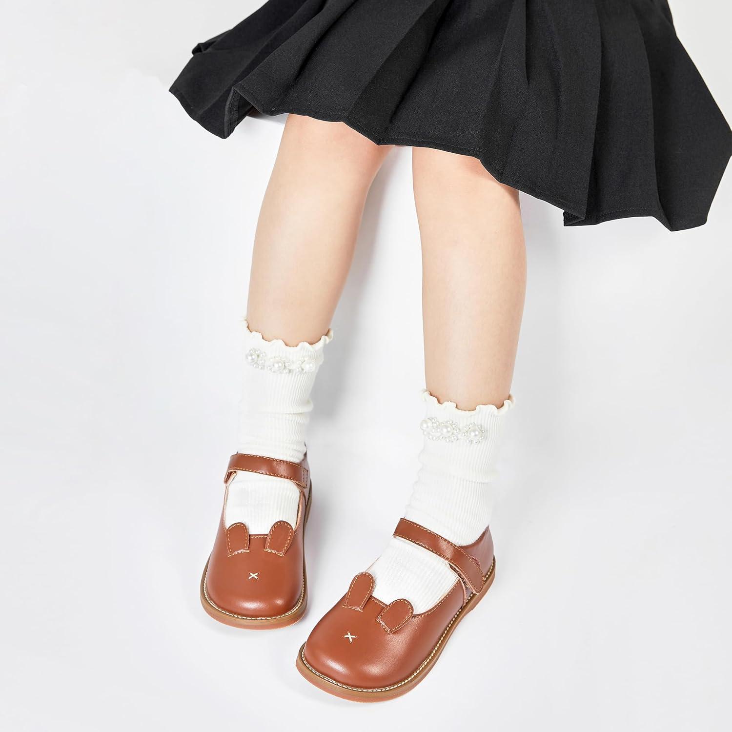 imageKiderence Toddler Girls Mary Jane Dress Shoes Little Girls School Oxford FlatsC H01 Brown