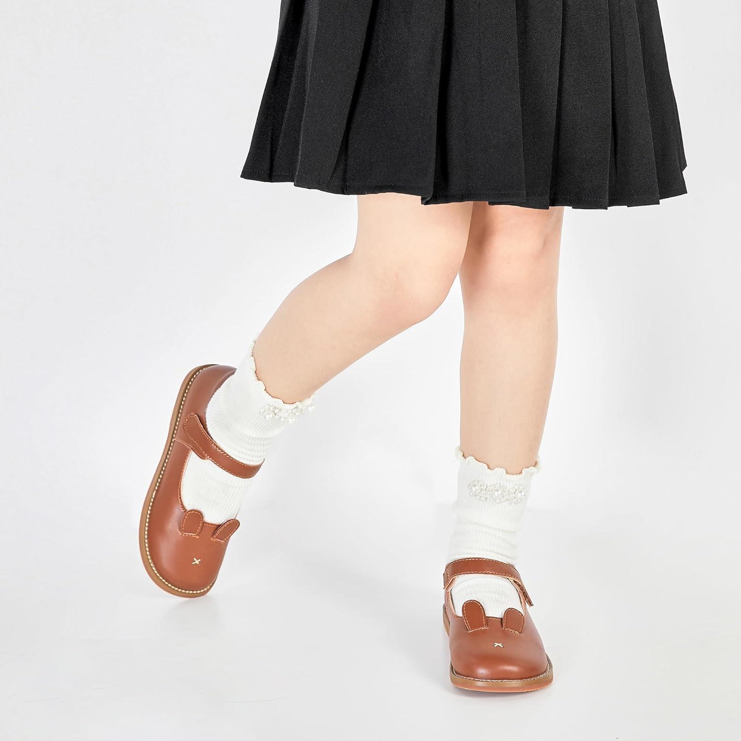 imageKiderence Toddler Girls Mary Jane Dress Shoes Little Girls School Oxford FlatsC H01 Brown