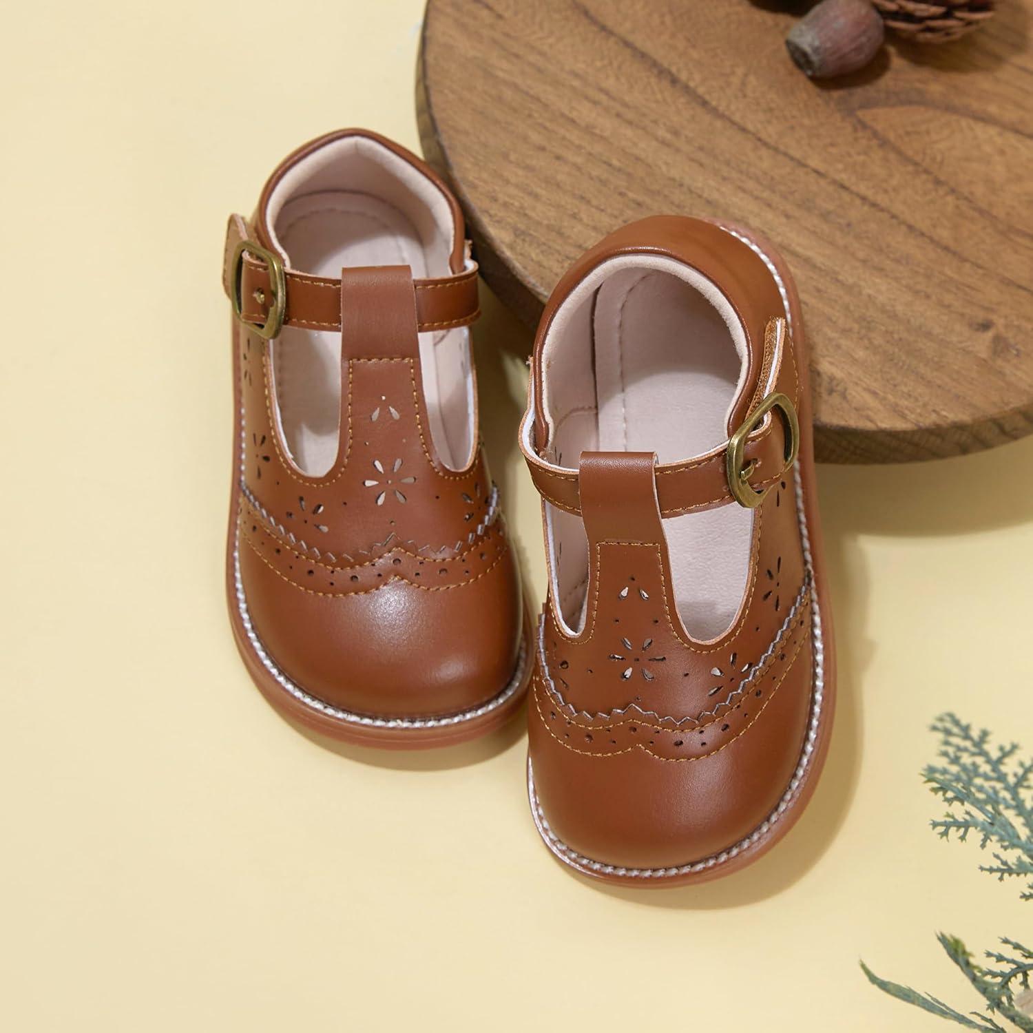 imageKiderence Toddler Girls Mary Jane Dress Shoes Little Girls School Oxford FlatsC H02 Brown