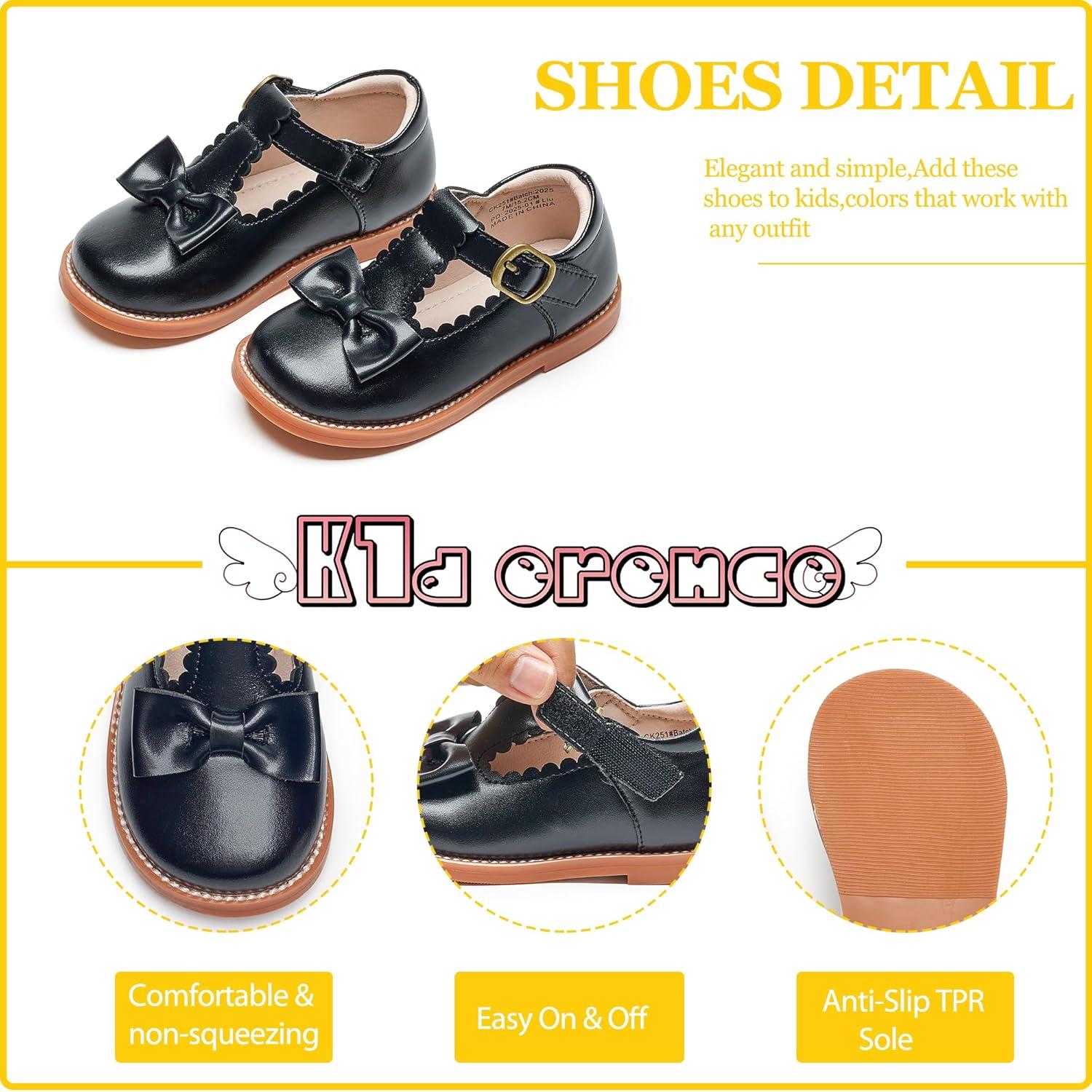 imageKiderence Toddler Girls Mary Jane Dress Shoes Little Girls School Oxford FlatsCk251 Black