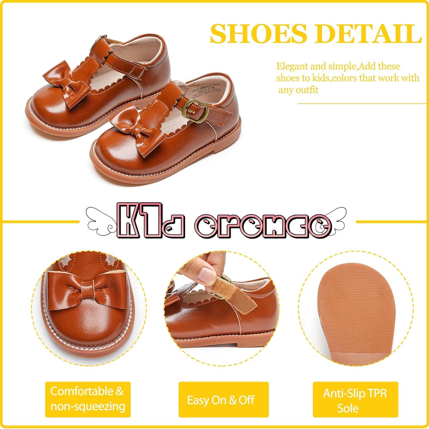 imageKiderence Toddler Girls Mary Jane Dress Shoes Little Girls School Oxford FlatsCk251 Brown