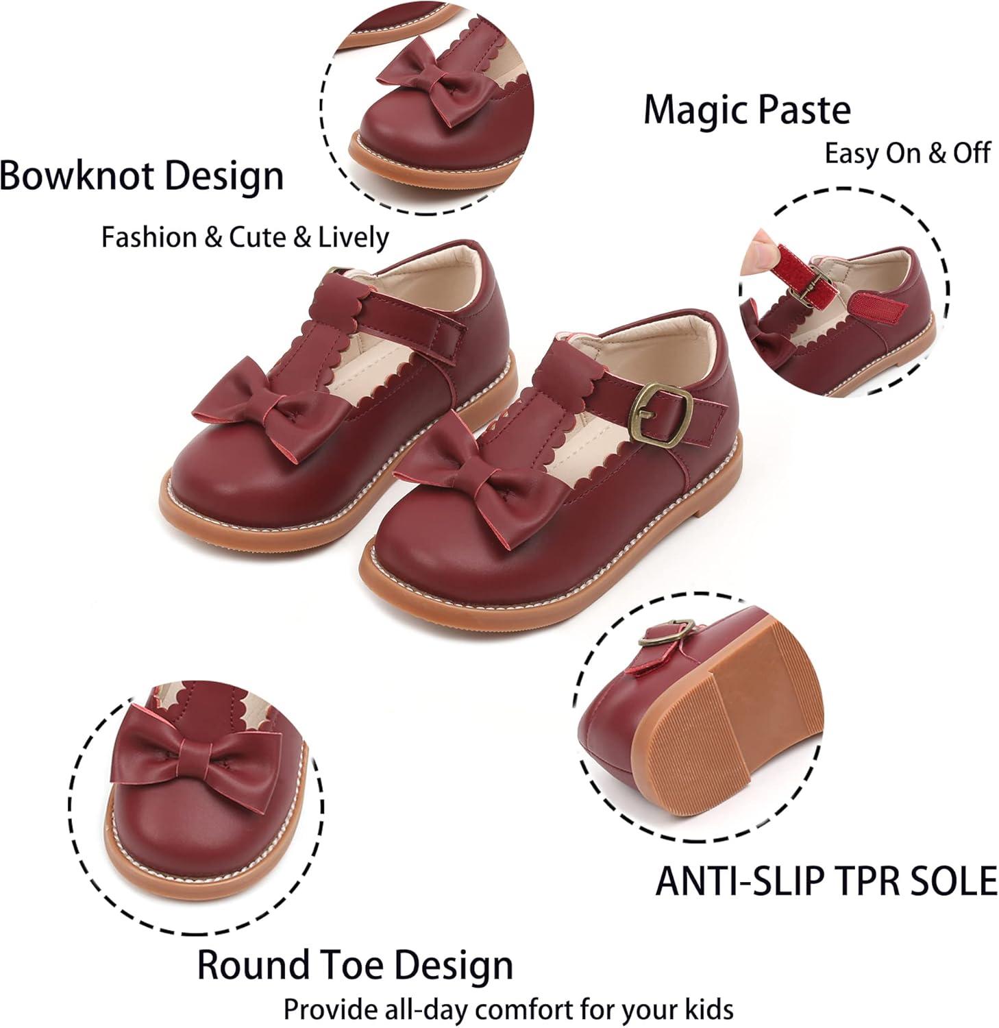 imageKiderence Toddler Girls Mary Jane Dress Shoes Little Girls School Oxford FlatsCk251 Claret