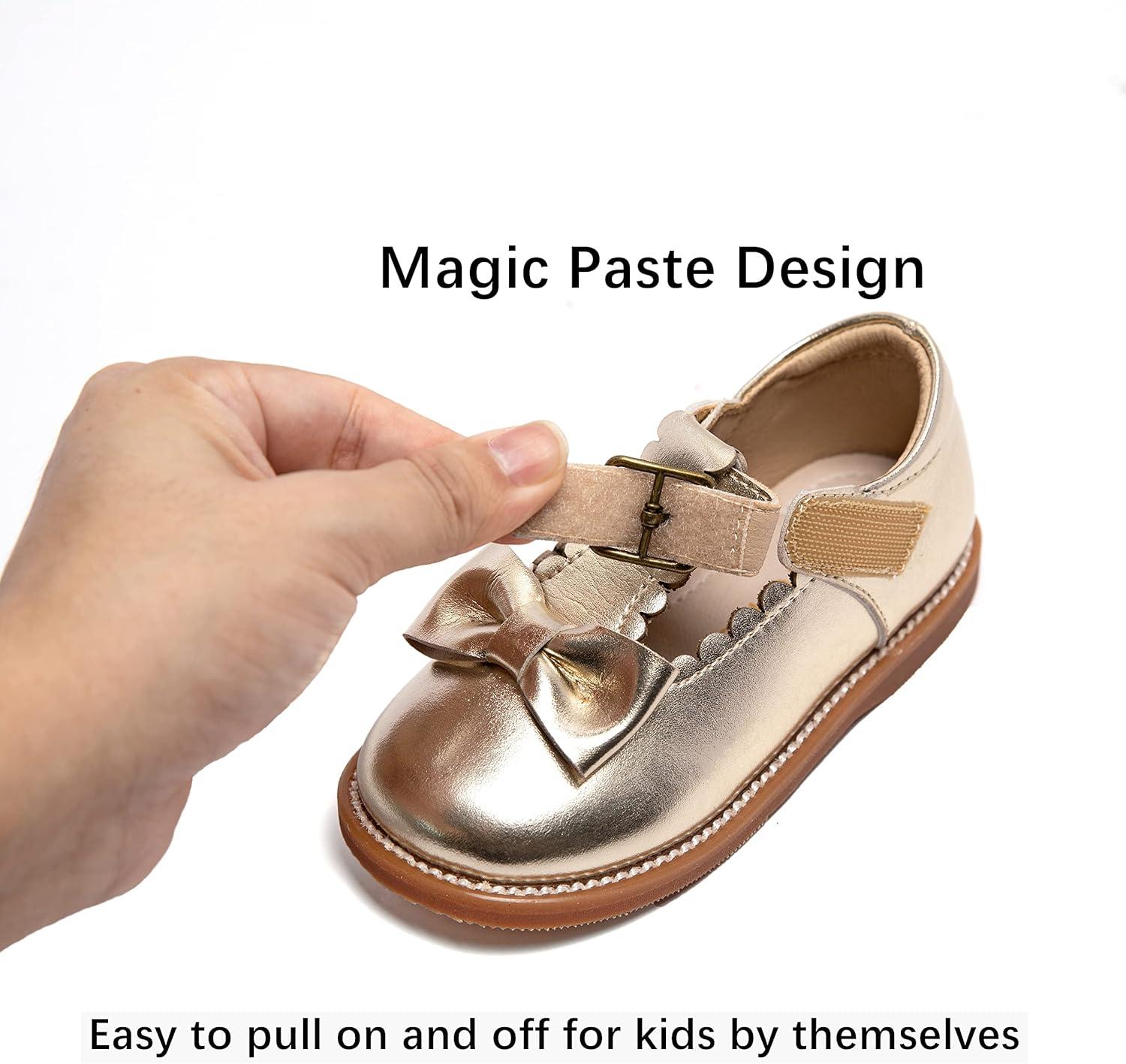 imageKiderence Toddler Girls Mary Jane Dress Shoes Little Girls School Oxford FlatsCk251 Gold