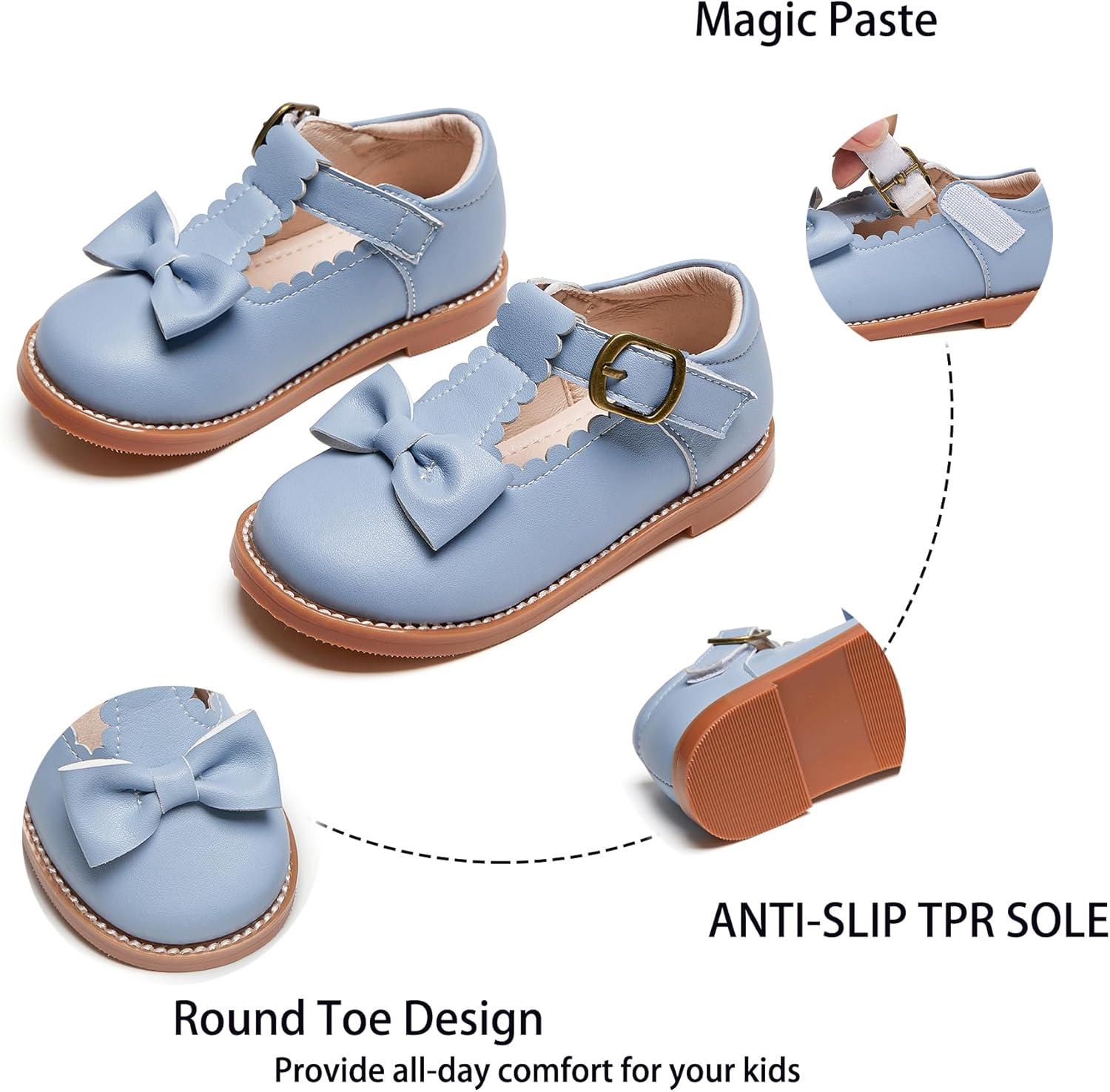 imageKiderence Toddler Girls Mary Jane Dress Shoes Little Girls School Oxford FlatsCk251 Light Blue