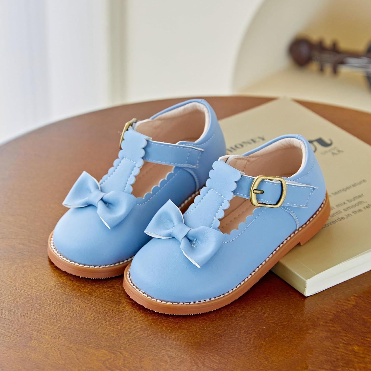 imageKiderence Toddler Girls Mary Jane Dress Shoes Little Girls School Oxford FlatsCk251 Light Blue