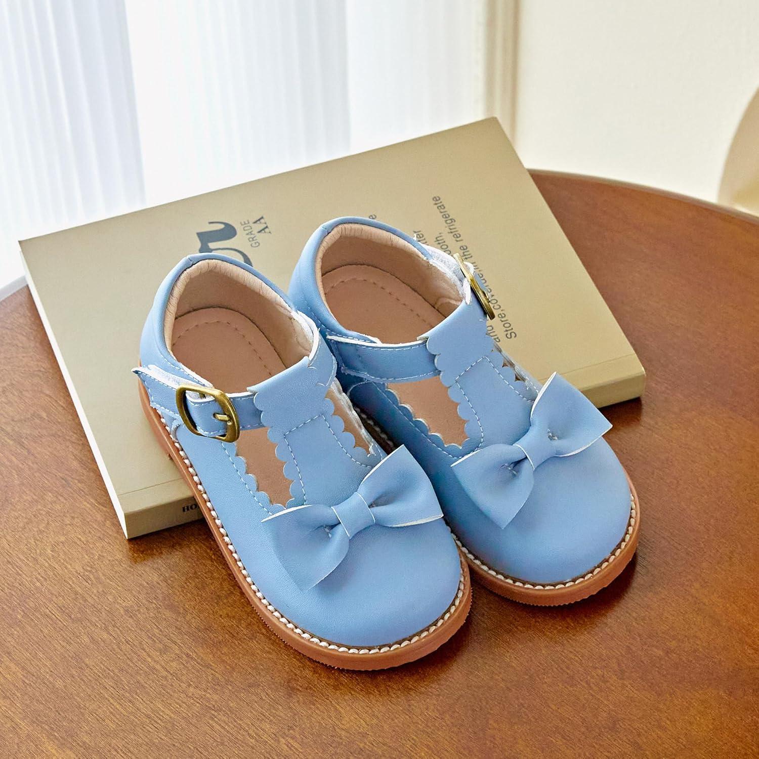 imageKiderence Toddler Girls Mary Jane Dress Shoes Little Girls School Oxford FlatsCk251 Light Blue