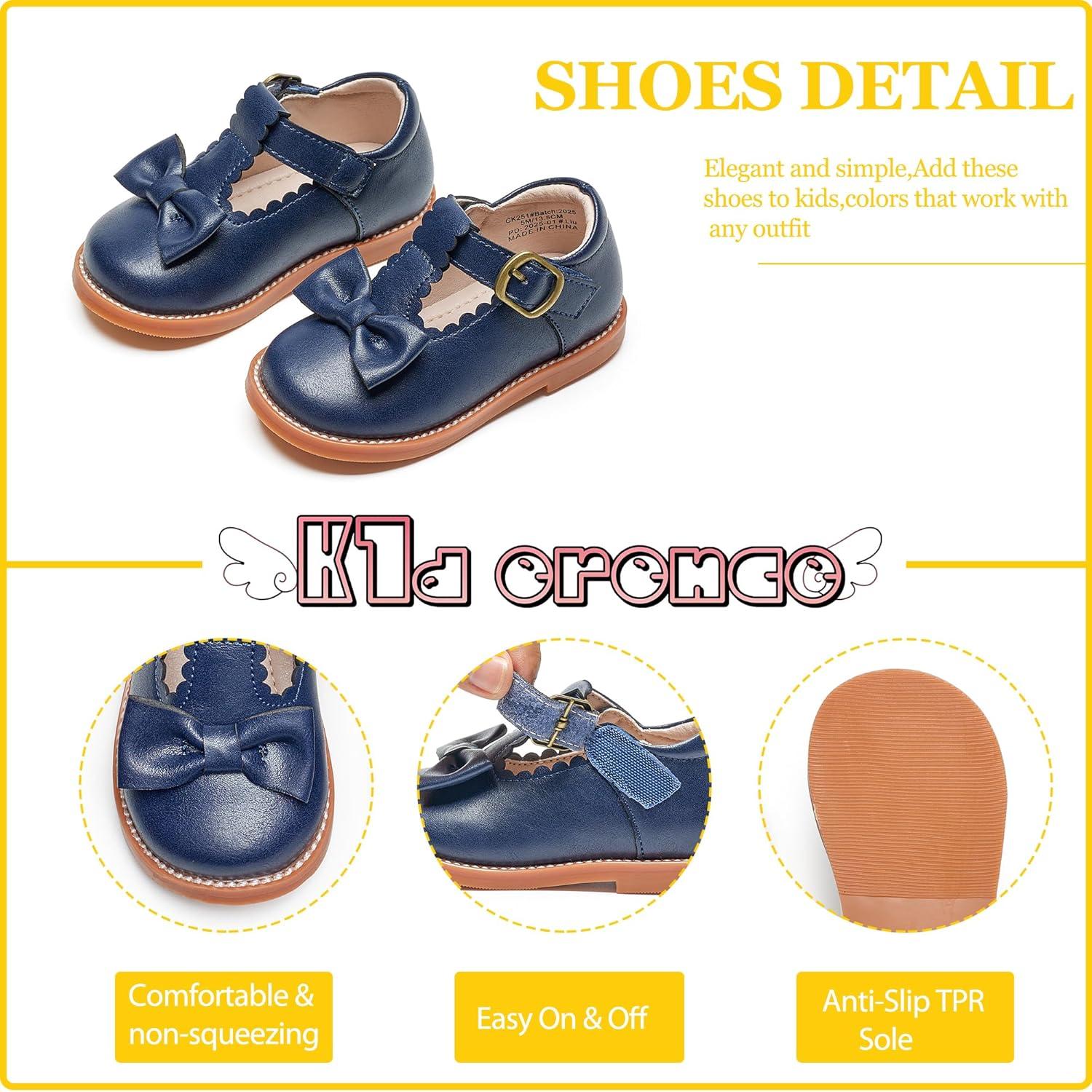 imageKiderence Toddler Girls Mary Jane Dress Shoes Little Girls School Oxford FlatsCk251 Navy Blue