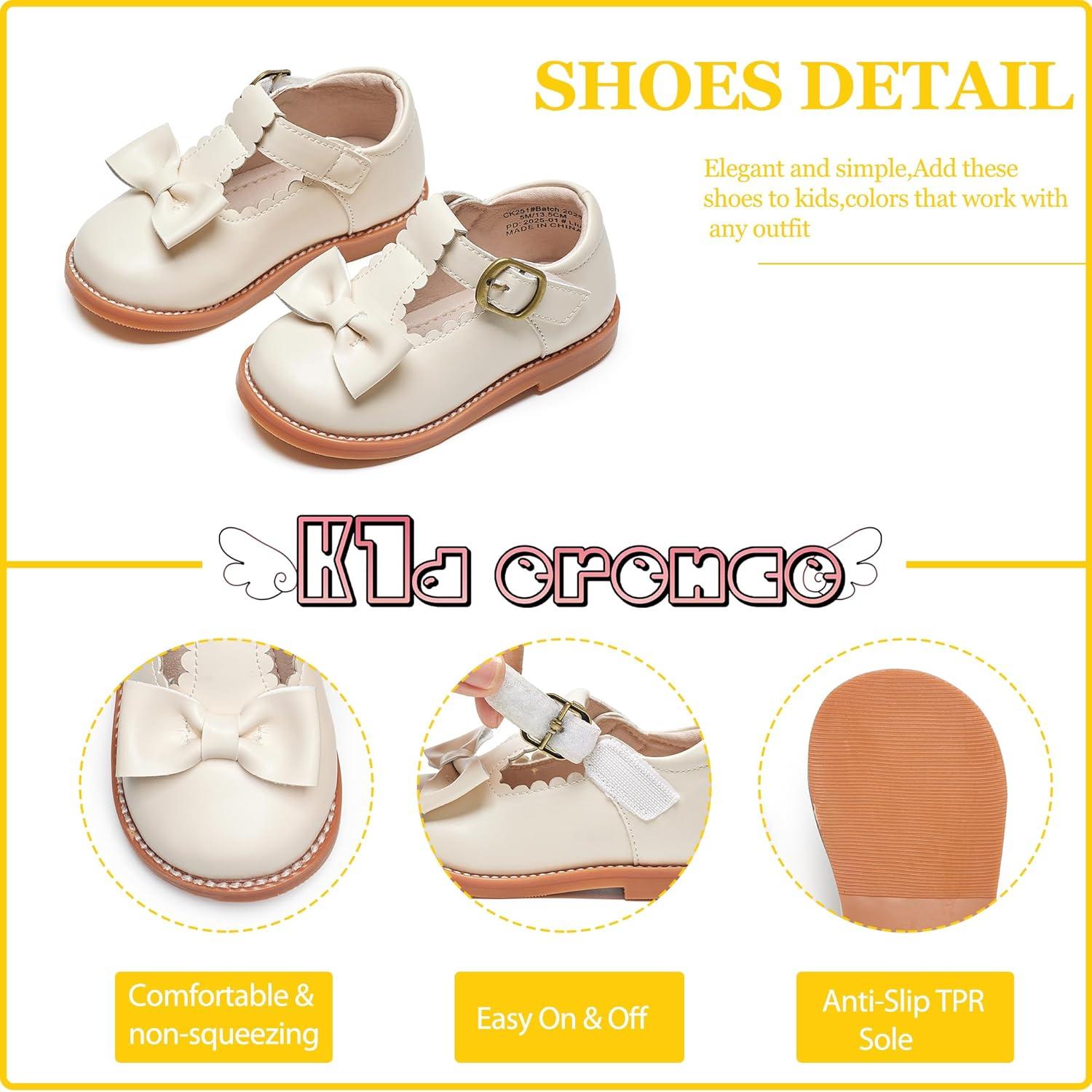 imageKiderence Toddler Girls Mary Jane Dress Shoes Little Girls School Oxford FlatsCk251 Off White