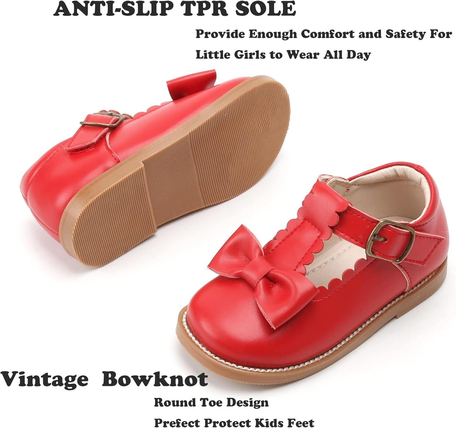 imageKiderence Toddler Girls Mary Jane Dress Shoes Little Girls School Oxford FlatsCk251 Red