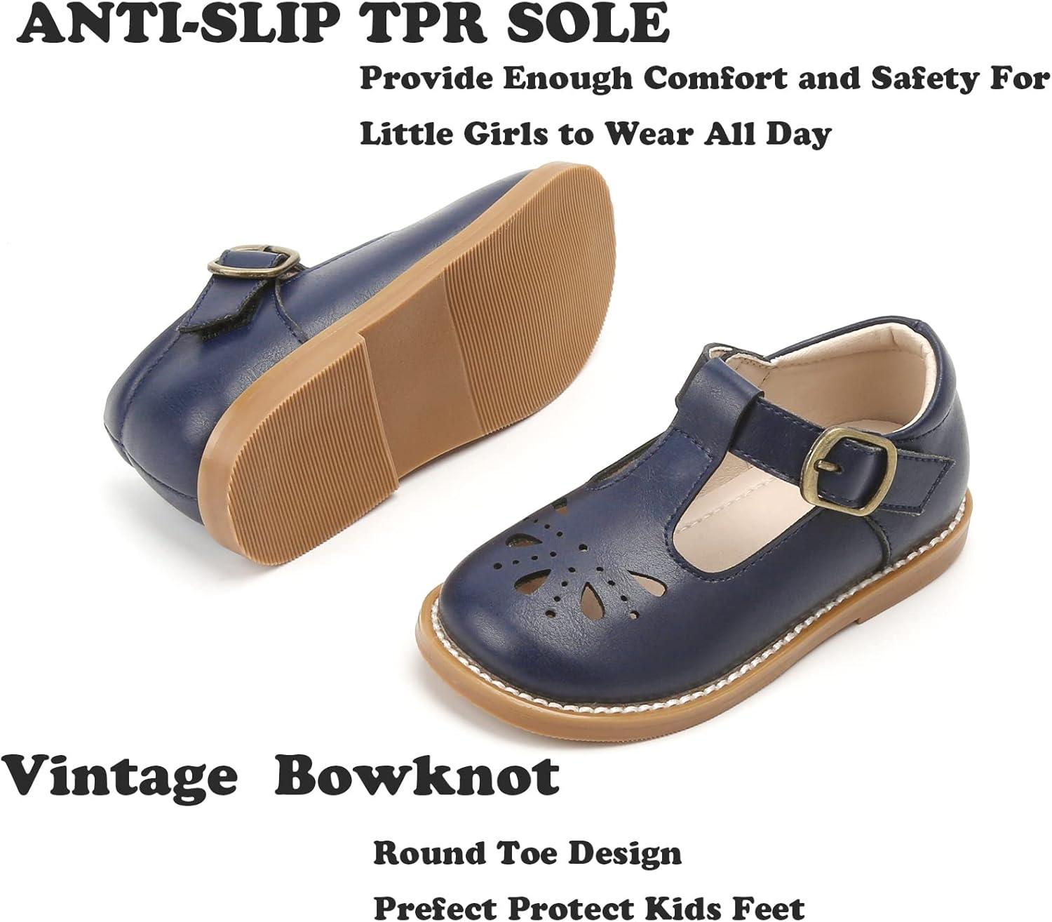 imageKiderence Toddler Girls Mary Jane Dress Shoes Little Girls School Oxford FlatsCk256 Navy Blue