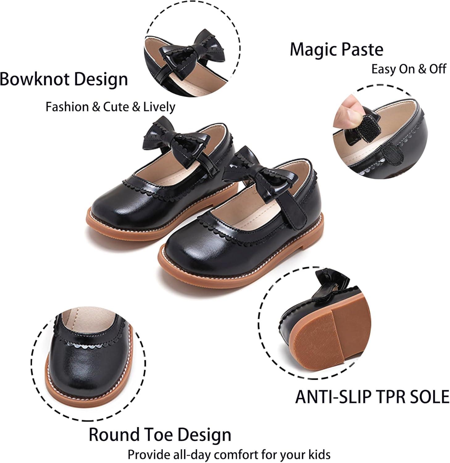 imageKiderence Toddler Girls Mary Jane Dress Shoes Little Girls School Oxford FlatsCk332 Black