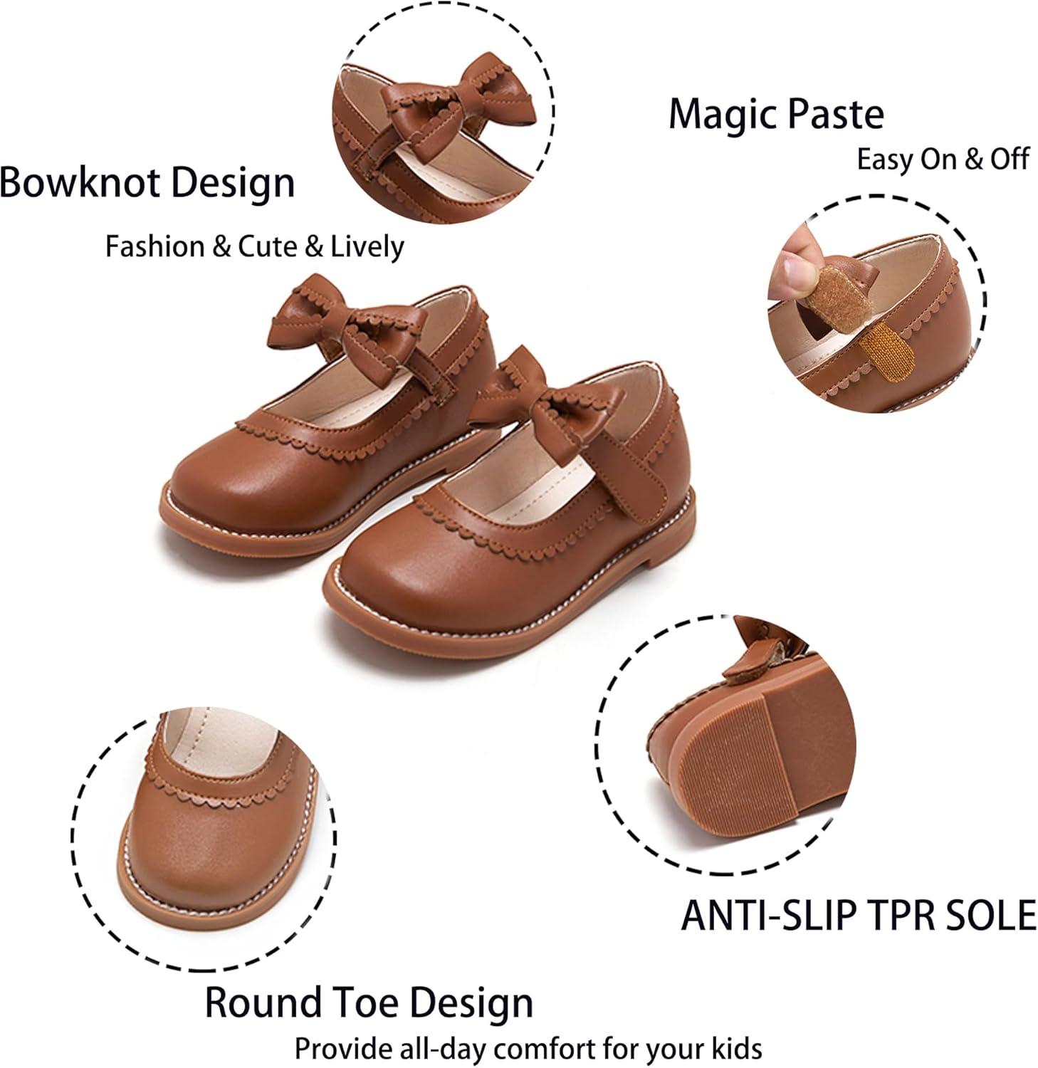 imageKiderence Toddler Girls Mary Jane Dress Shoes Little Girls School Oxford FlatsCk332 Brown