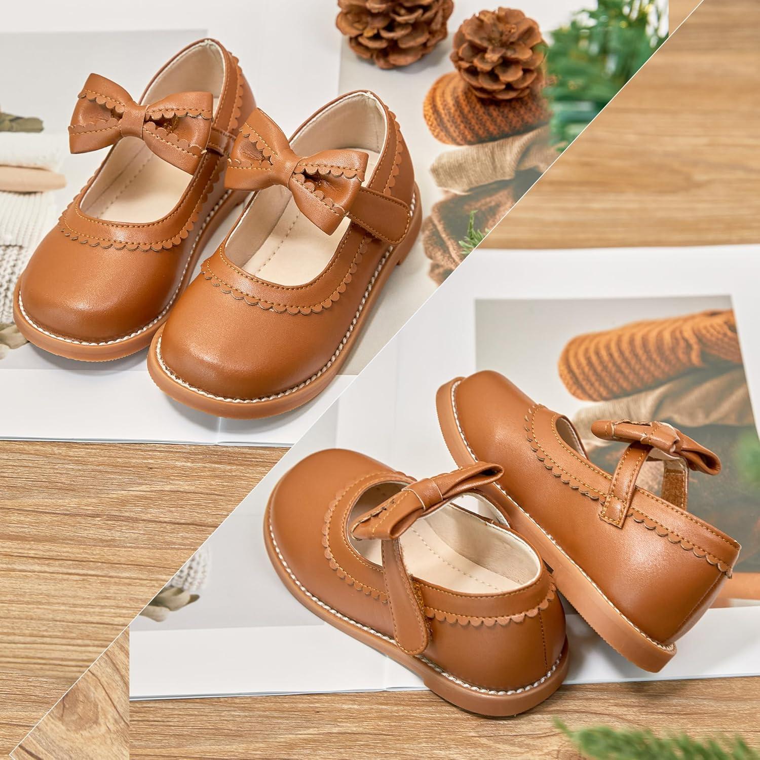 imageKiderence Toddler Girls Mary Jane Dress Shoes Little Girls School Oxford FlatsCk332 Brown