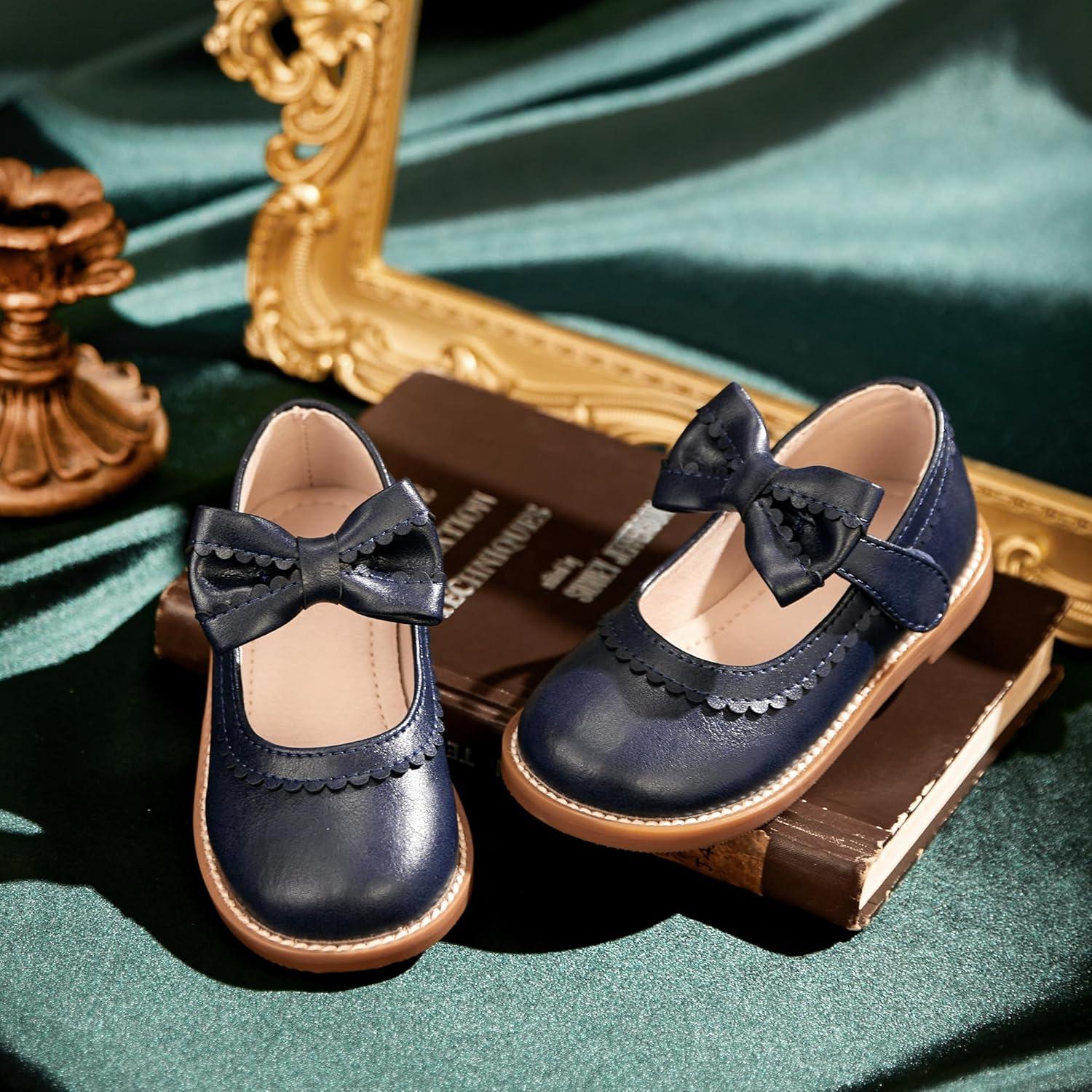 imageKiderence Toddler Girls Mary Jane Dress Shoes Little Girls School Oxford FlatsCk332 Navy Blue