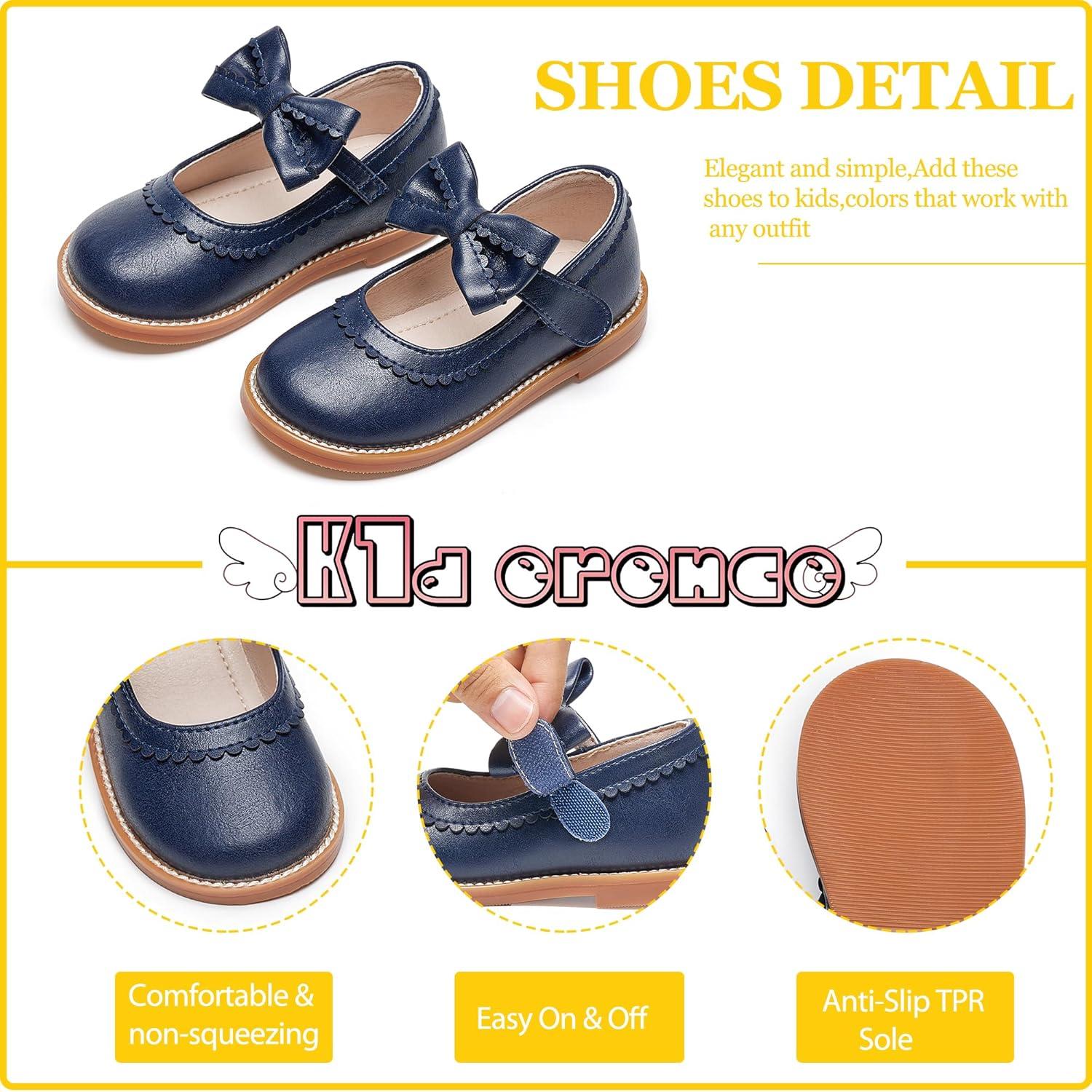imageKiderence Toddler Girls Mary Jane Dress Shoes Little Girls School Oxford FlatsCk332 Navy Blue