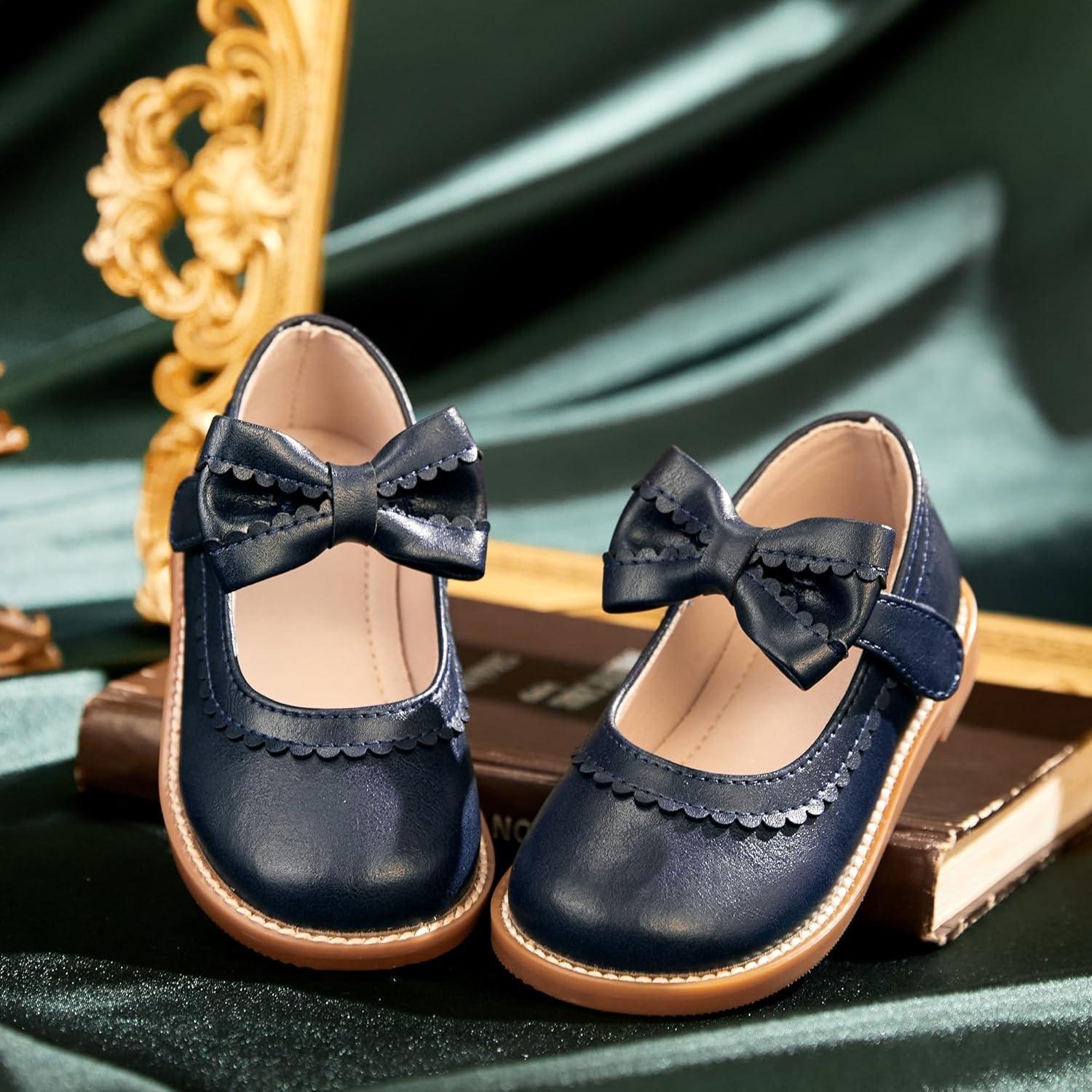 imageKiderence Toddler Girls Mary Jane Dress Shoes Little Girls School Oxford FlatsCk332 Navy Blue