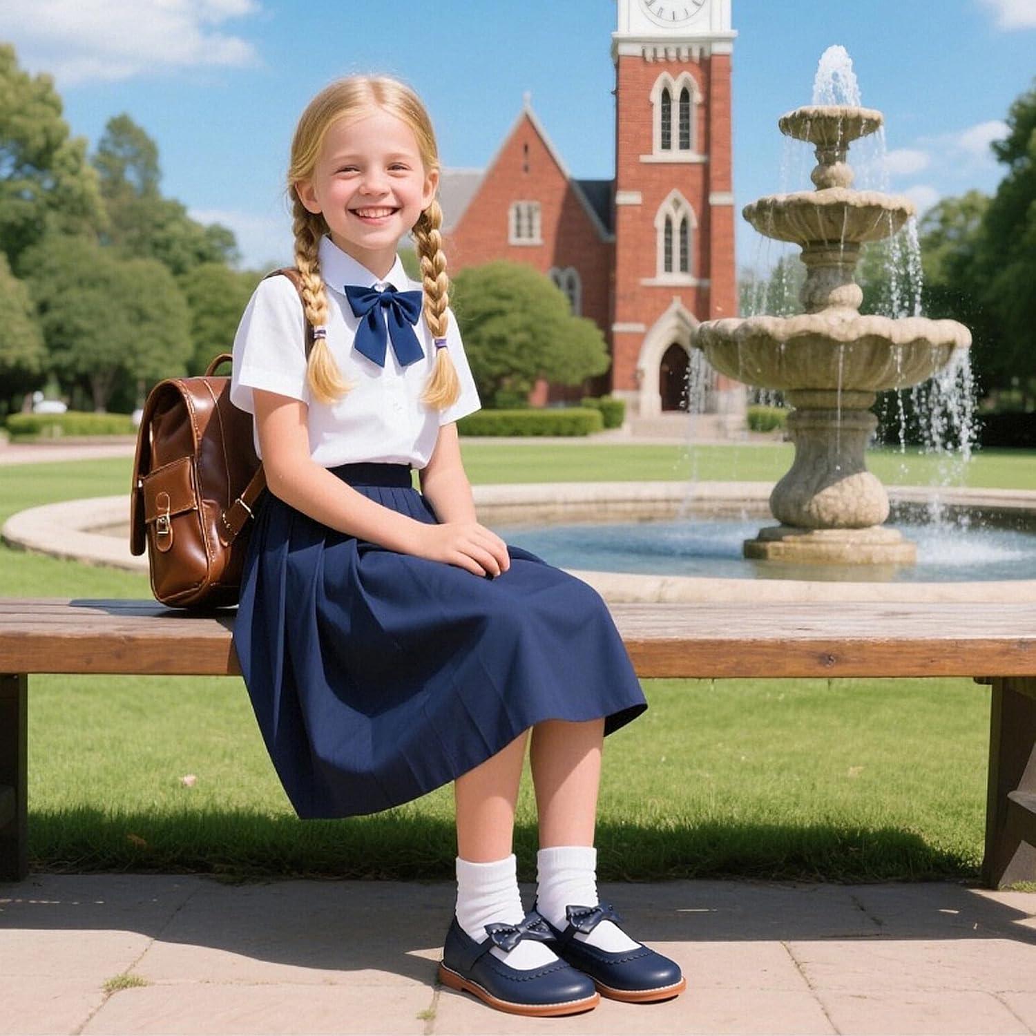 imageKiderence Toddler Girls Mary Jane Dress Shoes Little Girls School Oxford FlatsCk332 Navy Blue