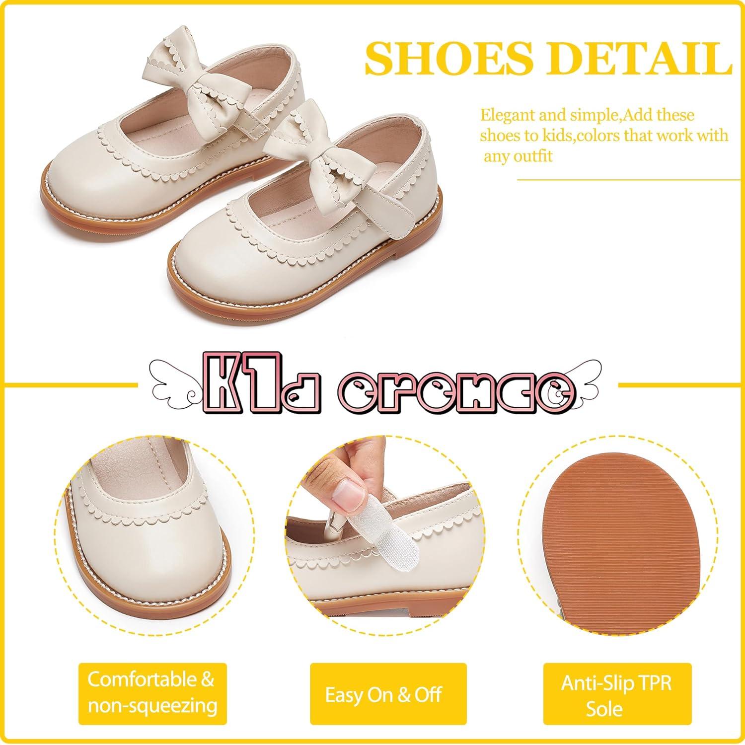 imageKiderence Toddler Girls Mary Jane Dress Shoes Little Girls School Oxford FlatsCk332 Off White