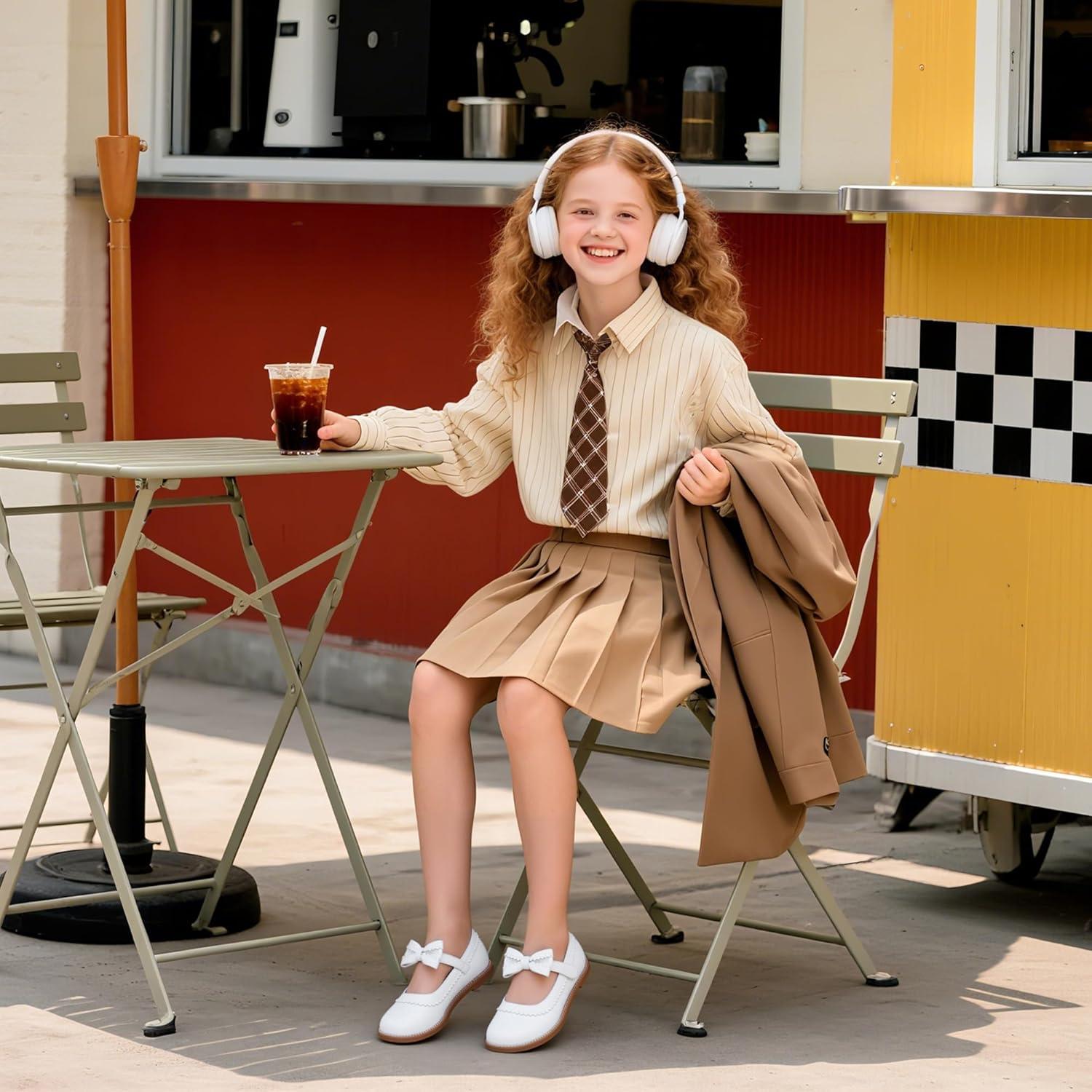 imageKiderence Toddler Girls Mary Jane Dress Shoes Little Girls School Oxford FlatsCk332 White