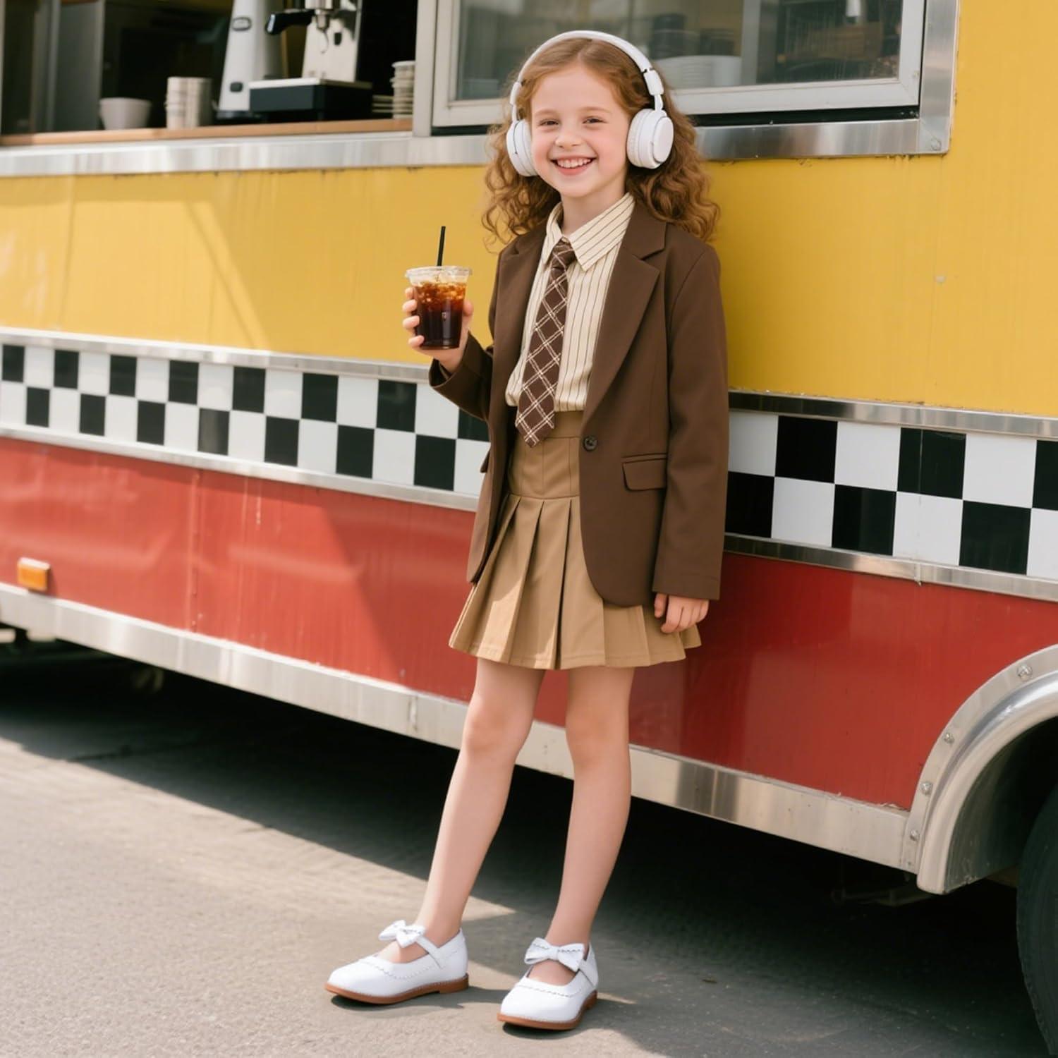 imageKiderence Toddler Girls Mary Jane Dress Shoes Little Girls School Oxford FlatsCk332 White