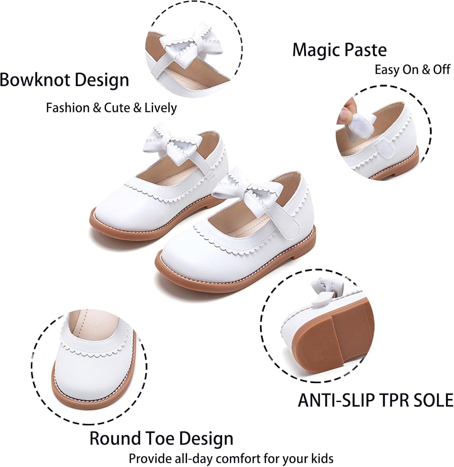 imageKiderence Toddler Girls Mary Jane Dress Shoes Little Girls School Oxford FlatsCk332 White